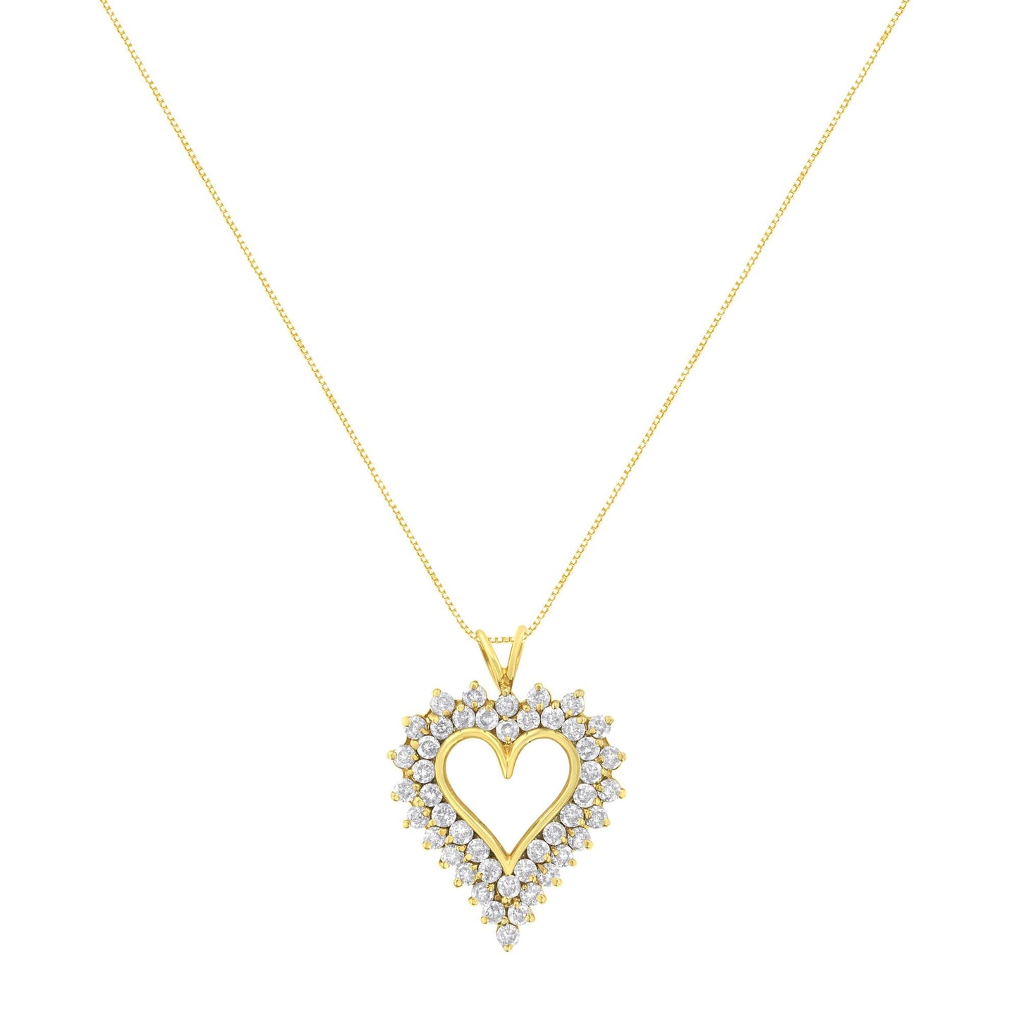 14K Yellow Gold Plated .925 Sterling Silver 4.0 cttw Prong Set, Round-Cut Diamond Heart 18" Pendant (K-L Color, I1-I2 Clarity)