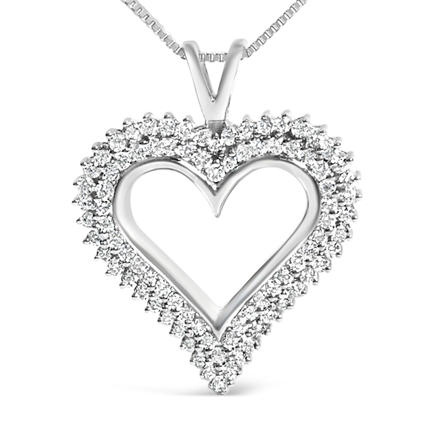 .925 Sterling Silver Diamond Heart 18" Pendant Necklace (I-J Color, I2-I3 Clarity)