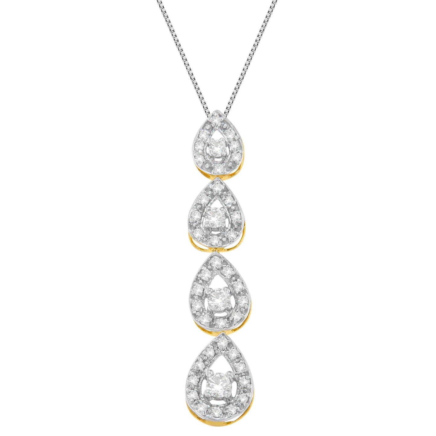 10K Yellow Gold Diamond Tears of Love Drop Pendant Necklace (0.5 cttw, H-I Color, I1-I2 Clarity)