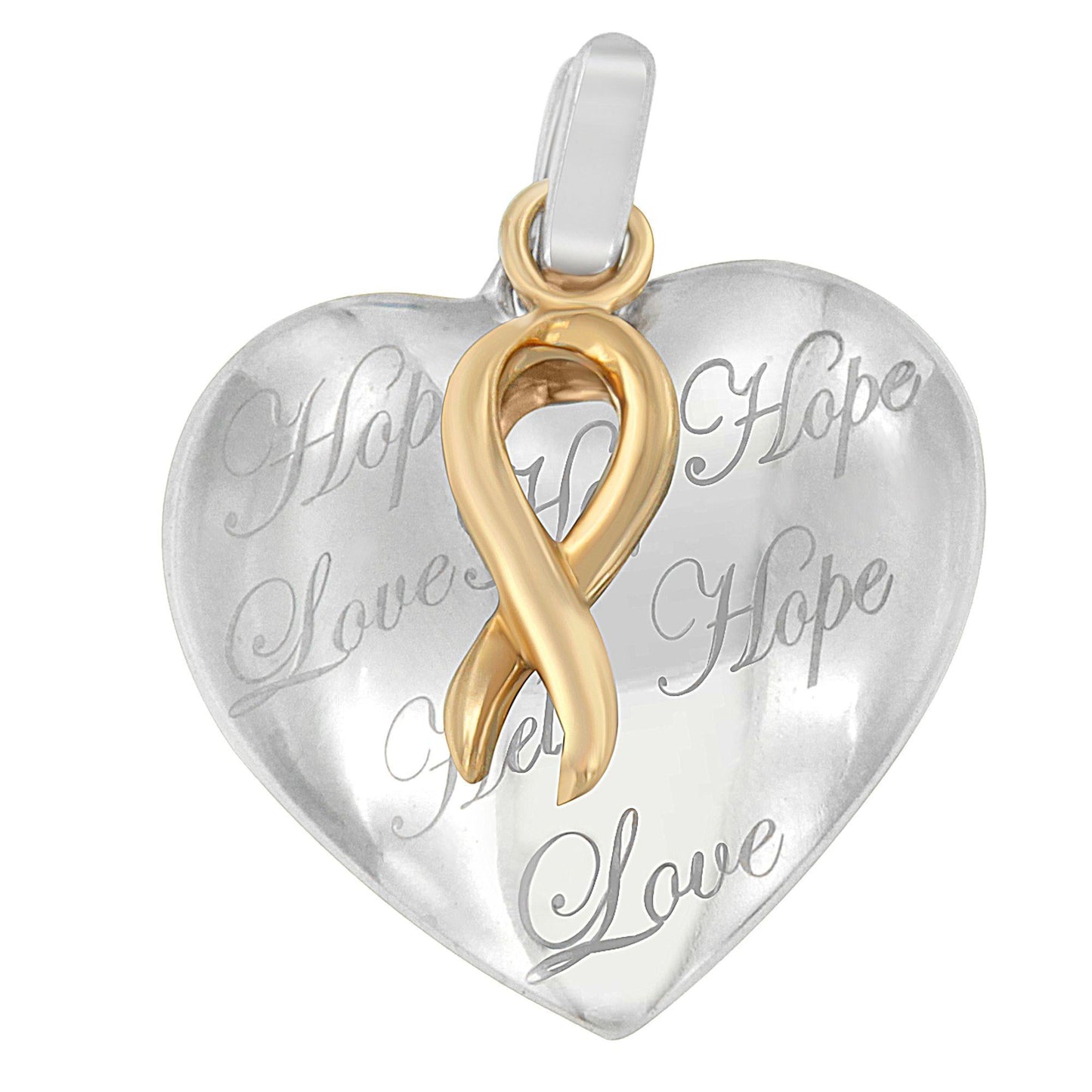 10K Yellow Gold Over Silver Heart Pendant Necklace