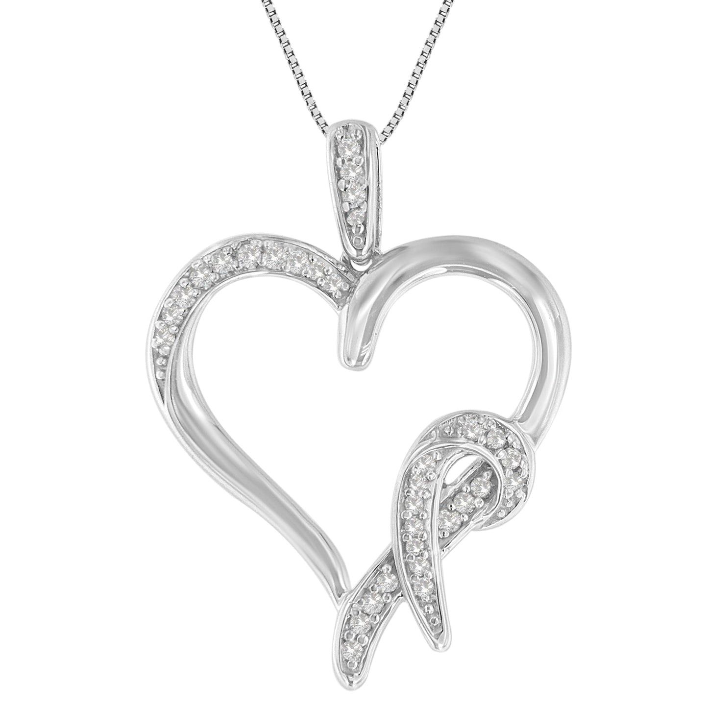 .925 Sterling Silver1/6 cttw Diamond Heart Pendant Necklace (H-I, SI2-I1)