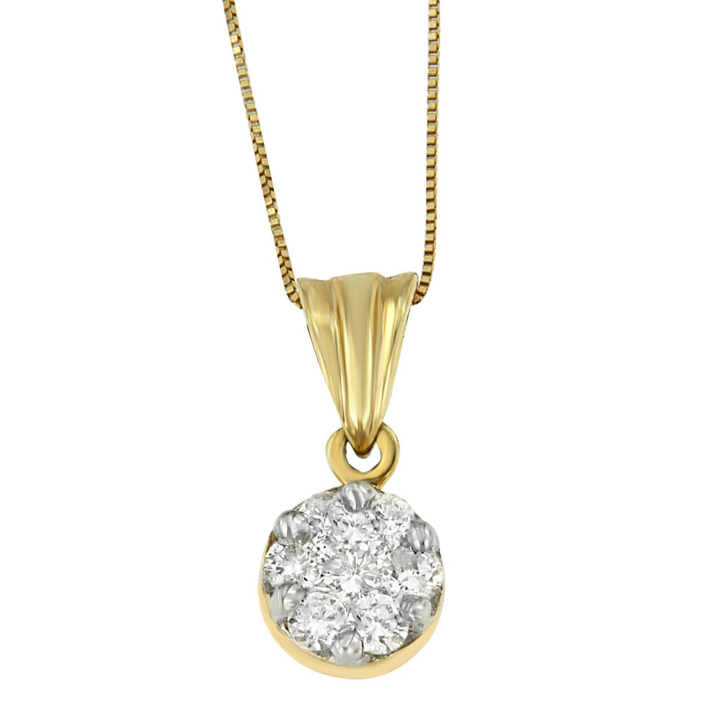 14K Yellow Gold 1/2 cttw Round Cut Diamond Circle Pendant Necklace (H-I, I1-I2)