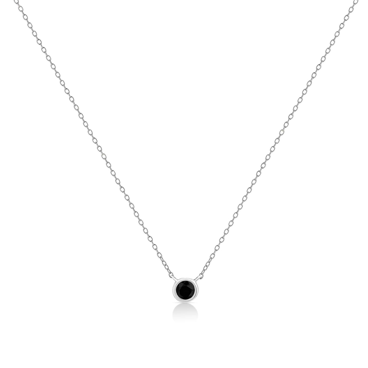 .925 Sterling Silver 1/10 Cttw Colored Diamond Suspended Bezel-Set Solitaire 16"-18" Adjustable Pendant Necklace (Color Enhanced, I1-I2 Clarity)