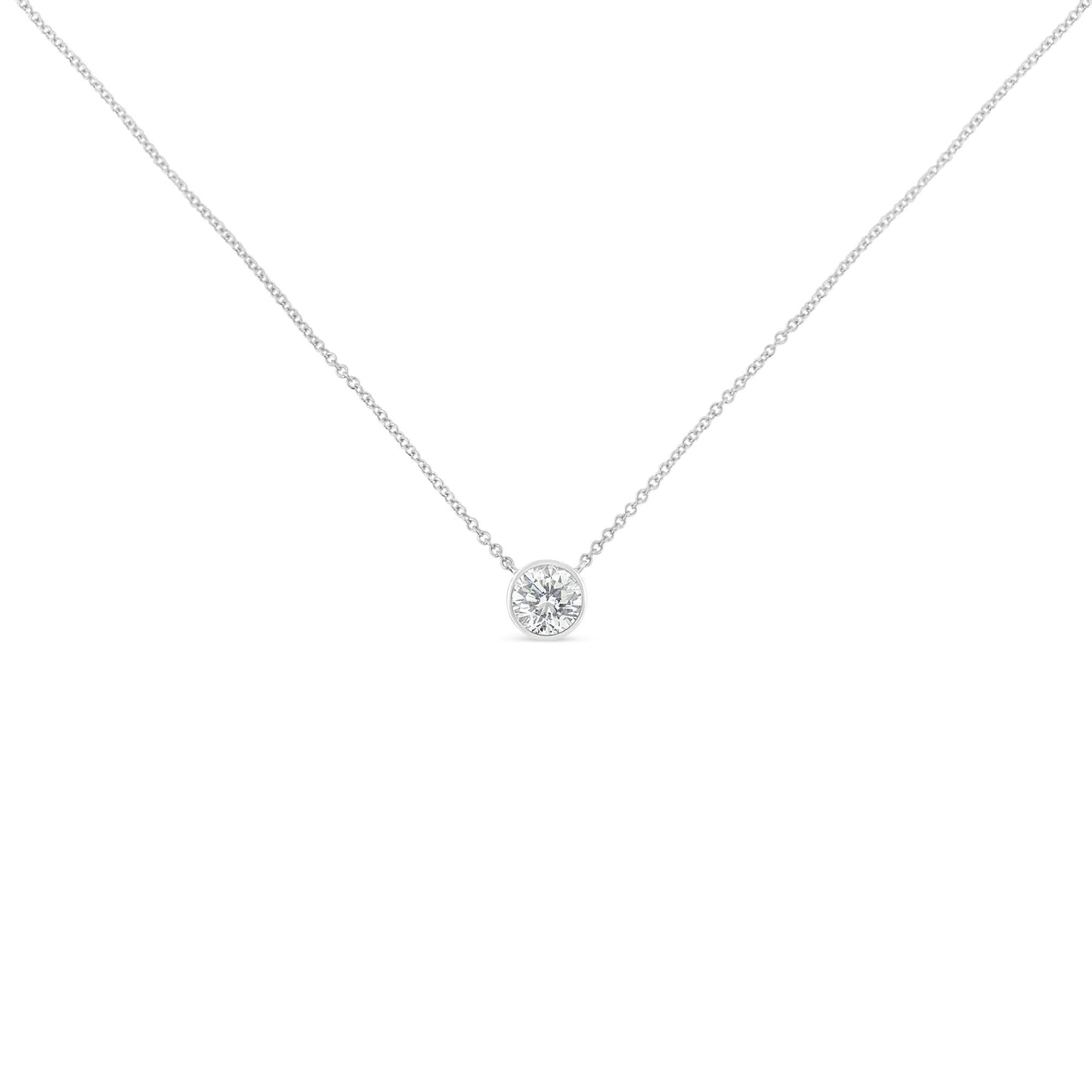 Sterling Silver Bezel-Set Diamond Solitaire Pendant Necklace (1/3 cttw, H-I Color, I1-I2 Clarity)