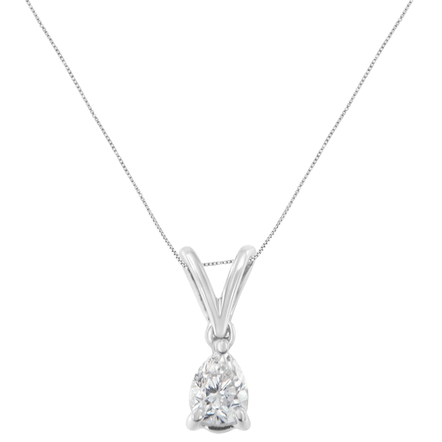 14K White Gold 1/5 cttw Pear Diamond Solitaire Pendant Necklace (H-I, S1-S12)