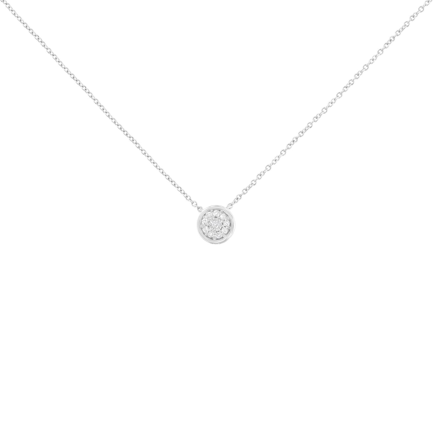 Sterling Silver 1/10 cttw Diamond Cluster Bezel Pendant (I-J Clarity, I2-I3 Color)