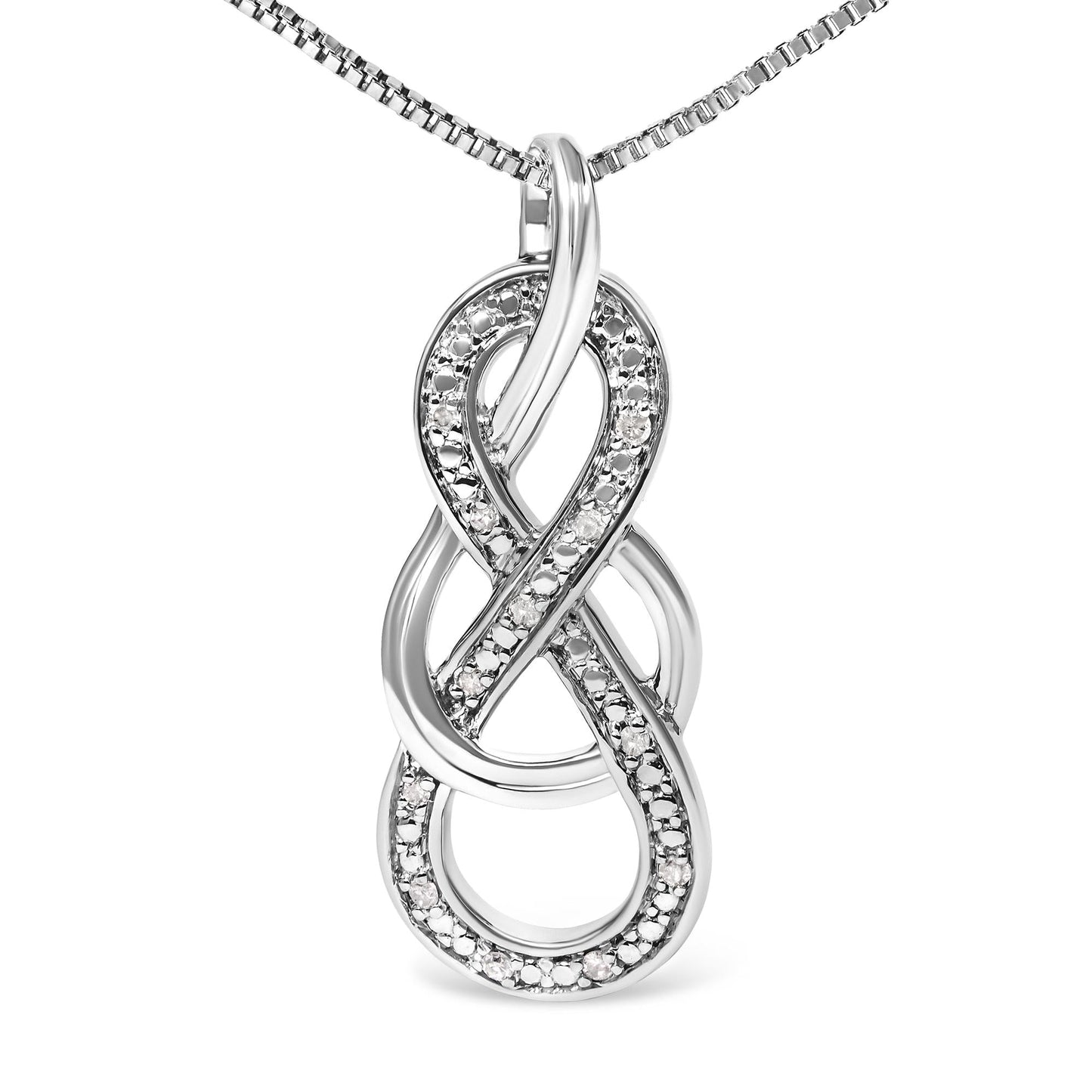 925 Sterling Silver Diamond Accent Interlocking Infinity Pendant Necklace (H-I Color, I2-I3 Clarity) - 18" Inches