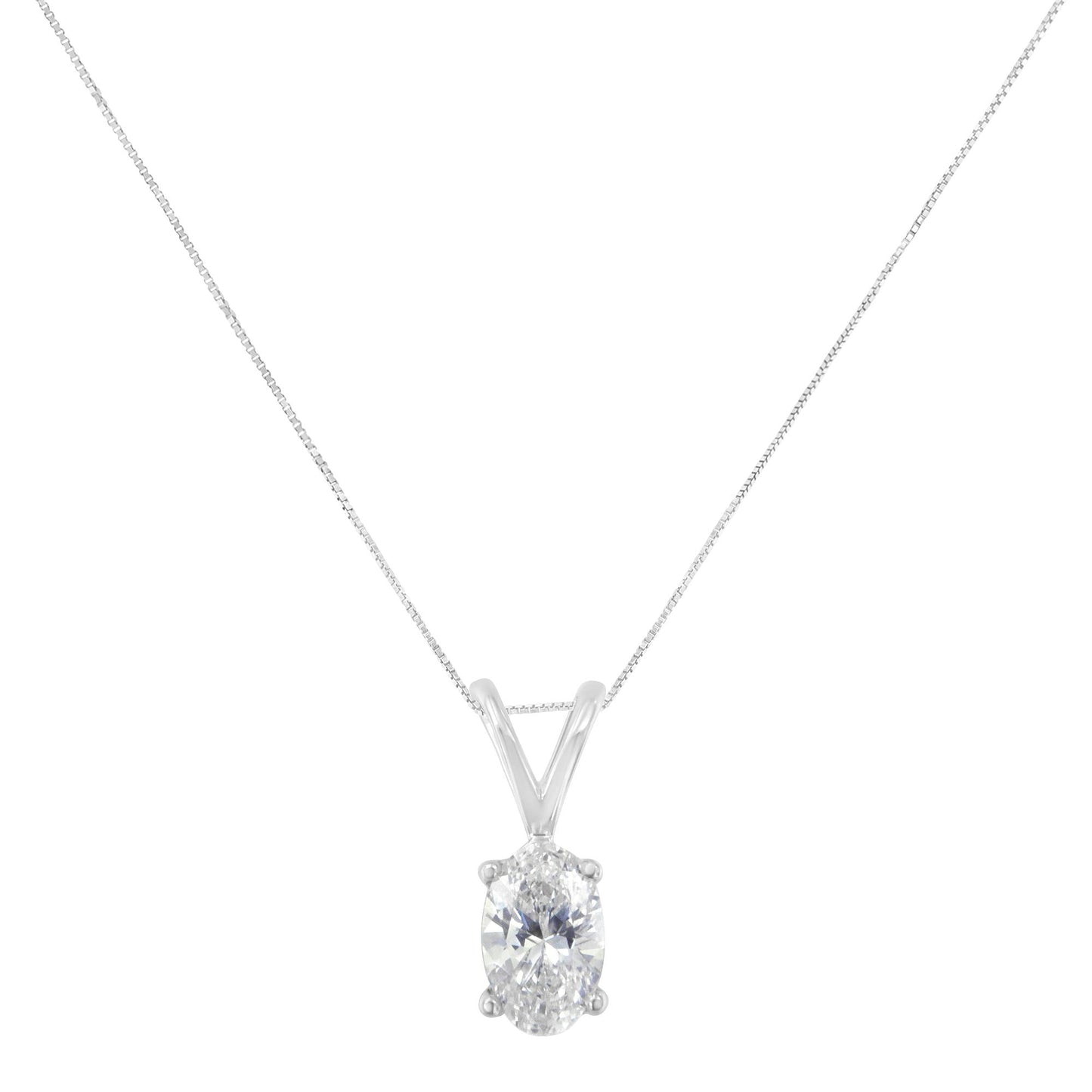 IGI Certified 10KT White Gold Diamond Oval Pendant Necklace (1/3 cttw, H-I Color, SI1-SI2 Clarity)