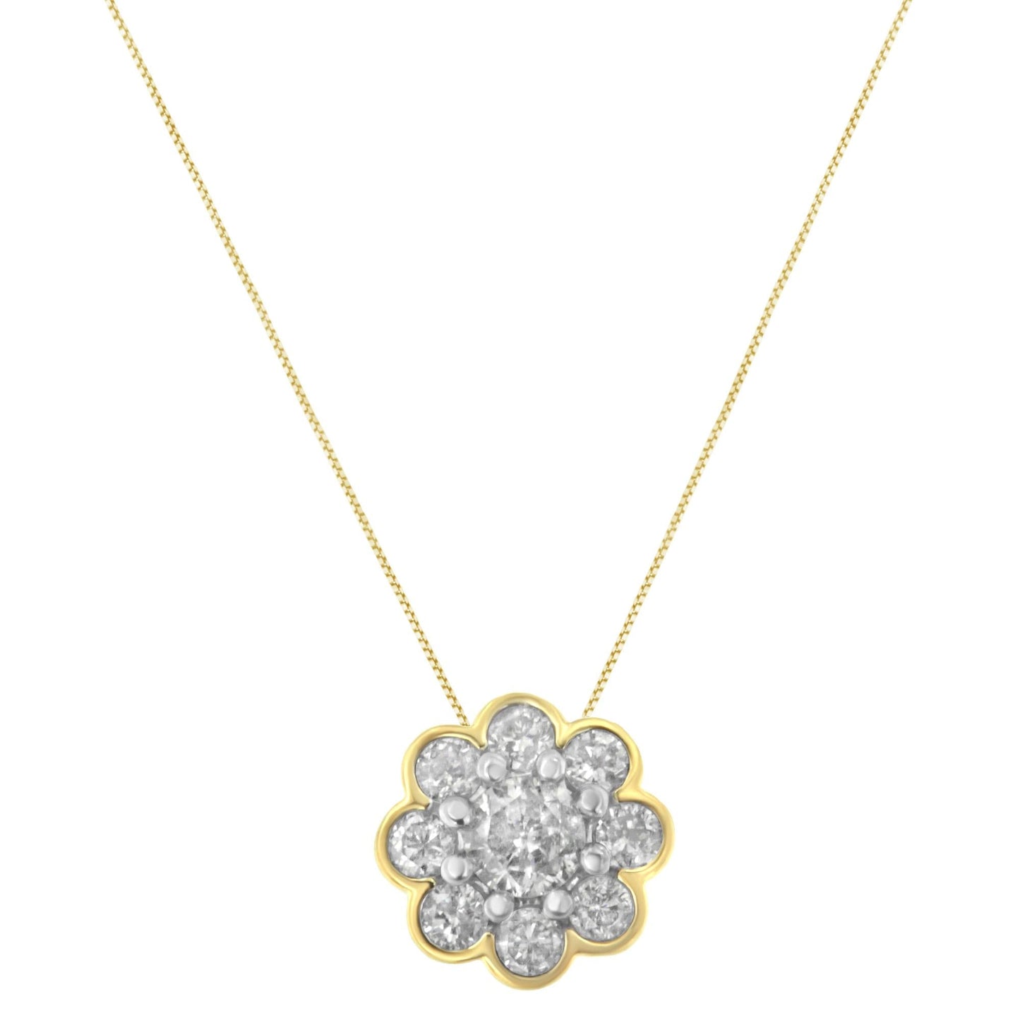 2 Micron 10K Yellow Gold plated .925 Sterling Silver 1/4 cttw Diamond Cluster Pendant Necklace (I-J, I2-I3)