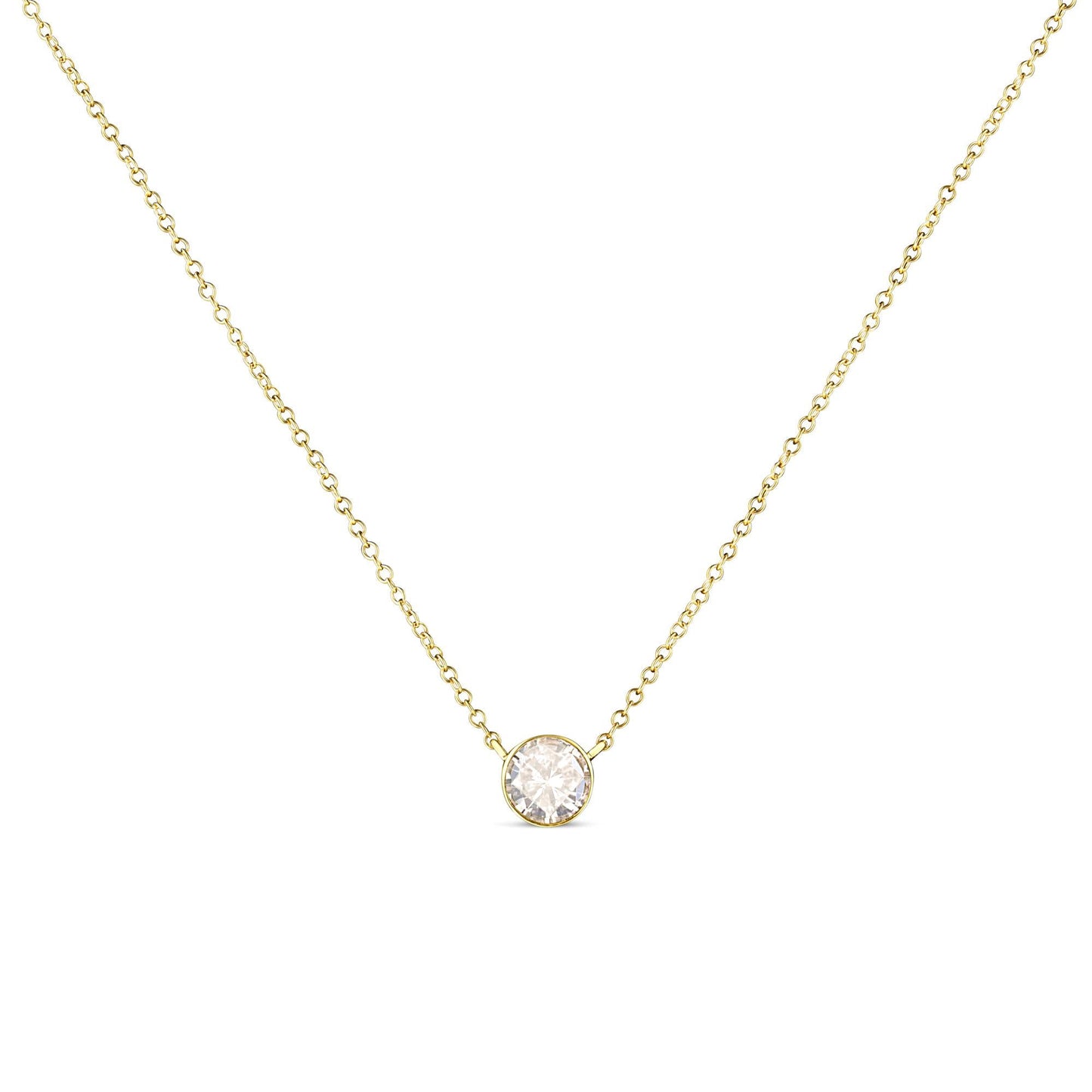 10K Yellow Gold 1.0 Cttw Round Brilliant-Cut Diamond Modern Bezel-Set Solitaire Adjustable 16"-18" Pendant Necklace (K-L Color, SI2-I1 Clarity)