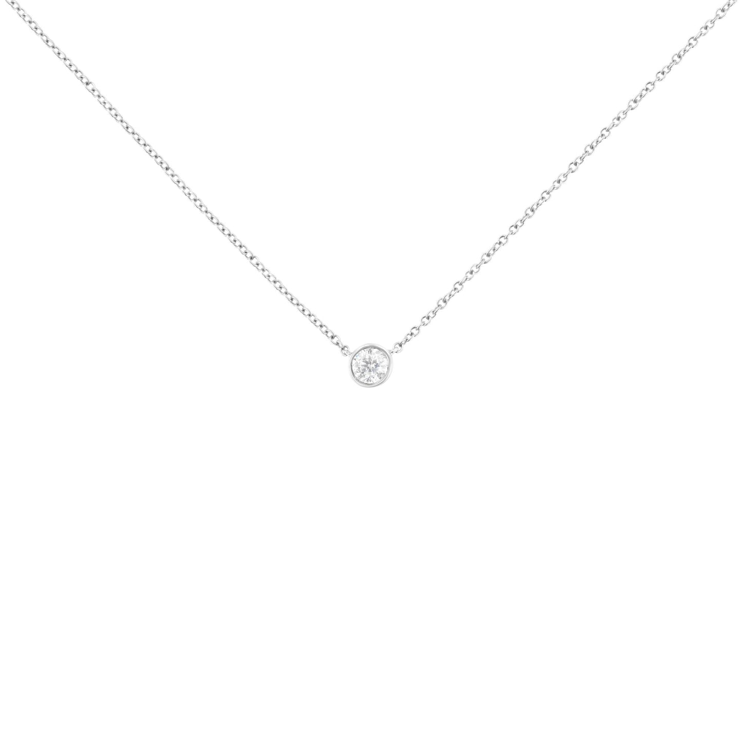 10K Gold 0.25 Carat Diamond Classic Bezel-Set Solitaire Pendant Necklace with 16"-18" Adjustable Chain (H-I Color, SI2-I1 Clarity)