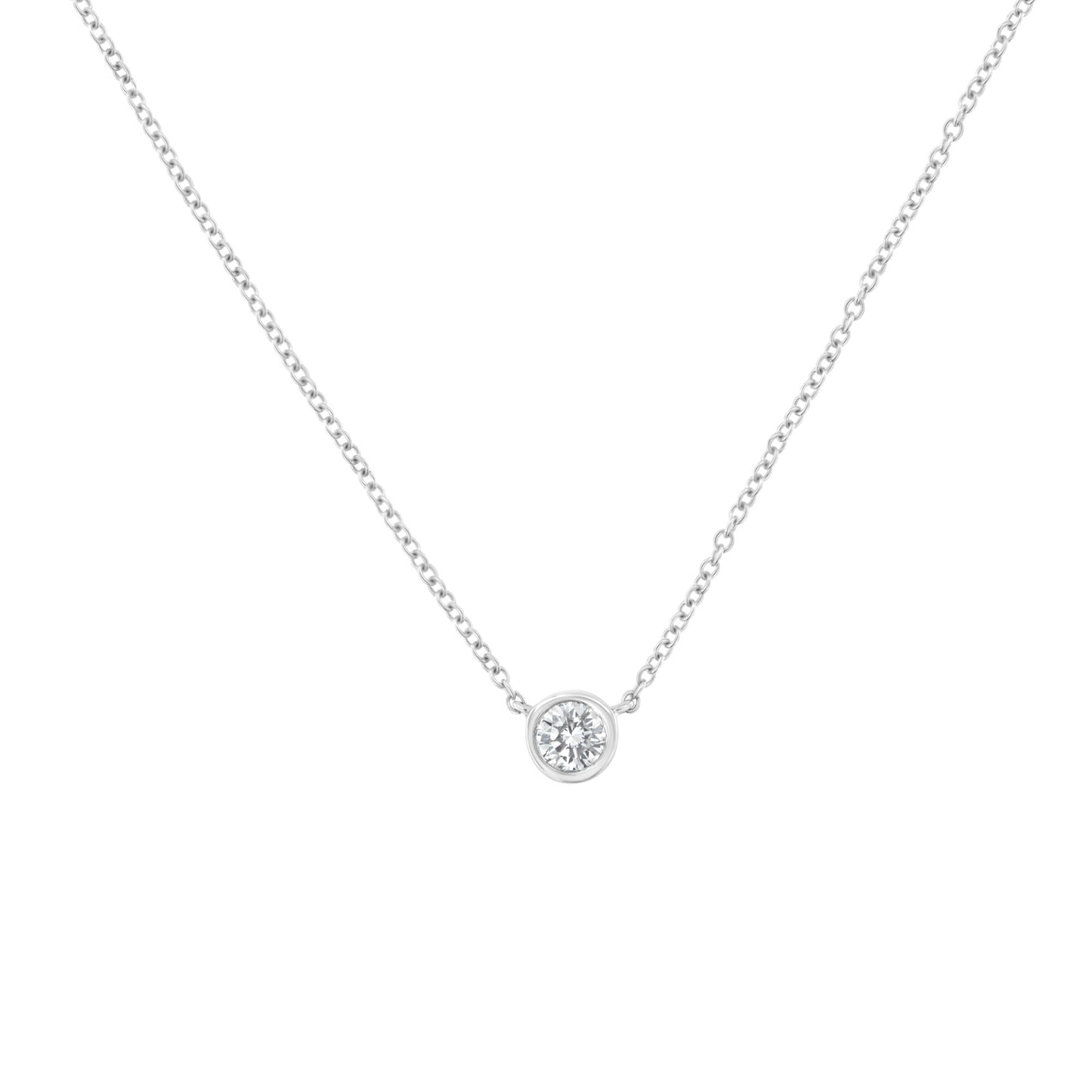 10K Gold 0.16 Carat Diamond Classic Bezel-Set Solitaire Pendant Necklace with 16"-18" Adjustable Chain (H-I Color, SI2-I1 Clarity)