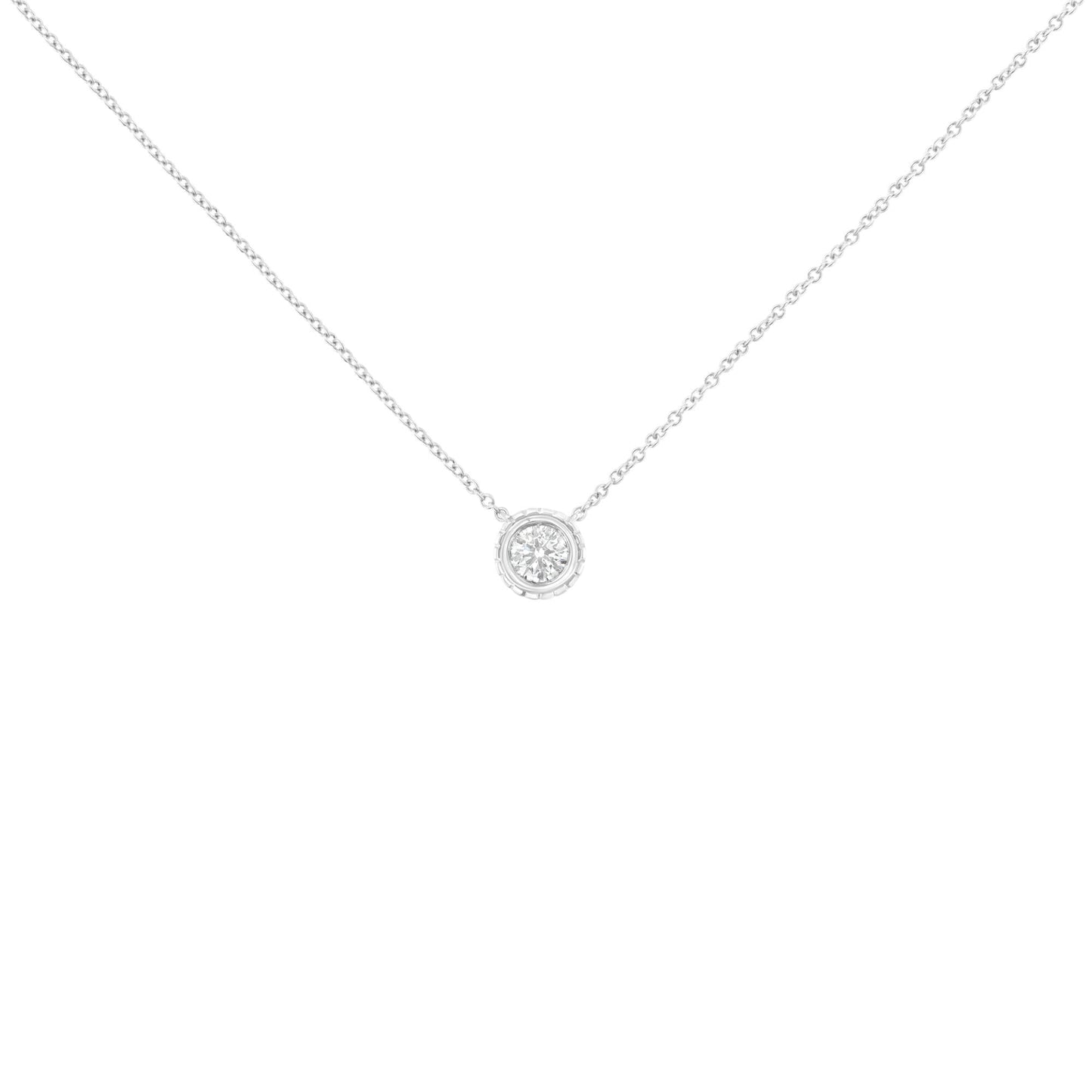 10K White Gold 1/4 Cttw Round-Cut Diamond Solitaire Chakra Style 18" Pendant Necklace (J-K Color, I1-I2 Clarity)