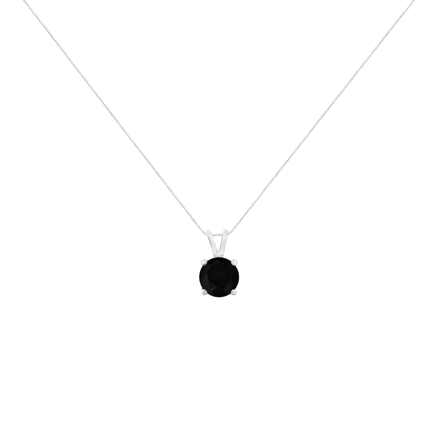 .925 Sterling Silver Treated Black Round-Cut Solitaire 4-Prong Set Diamond 18" Pendant Necklace