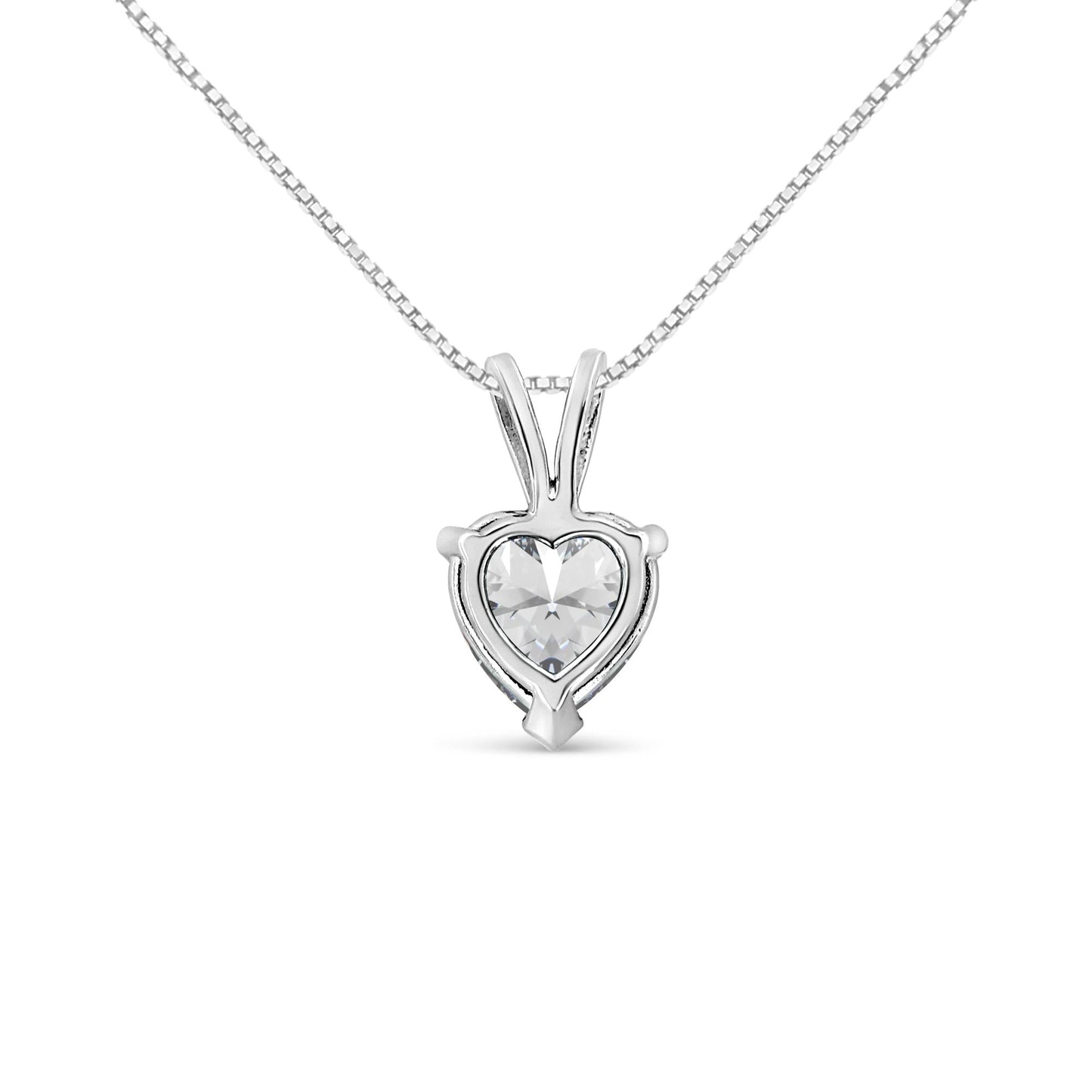 14K White Gold Martini Set 1.00 Cttw Lab Grown Heart Diamond Solitaire 18" Pendant Necklace (F-G Color, VS1-VS2 Clarity)