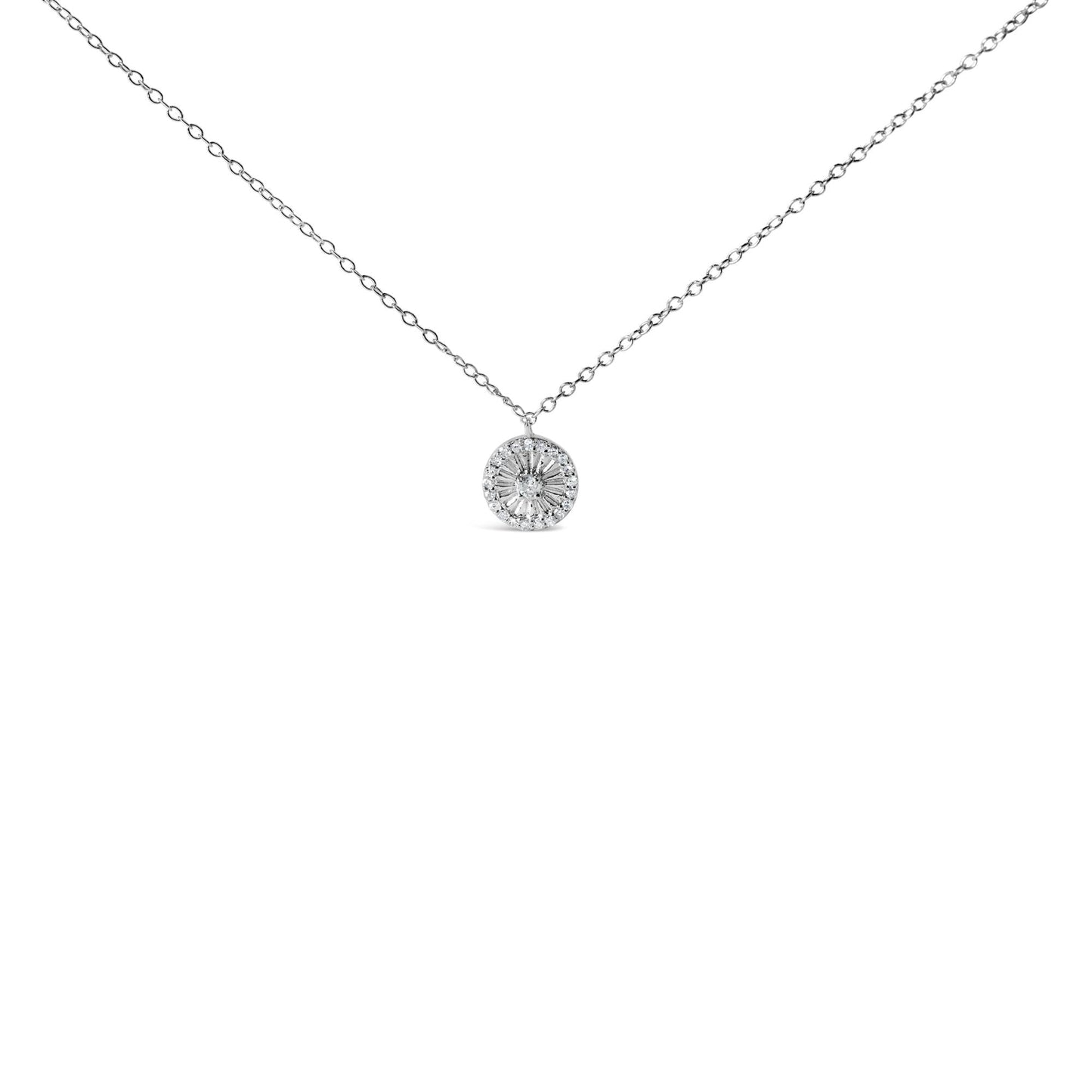 .925 Sterling Silver 1/6 Cttw Diamond Wheel and Spoke Pendant Necklace (H-I Color, I2-I3 Clarity) - 18"