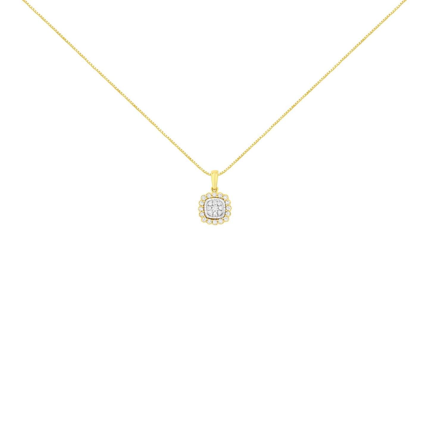 10K Yellow Gold Plated .925 Sterling Silver 1/4 Cttw Diamond 18" Pendant Necklace (I-J Color, I1-I2 Clarity)