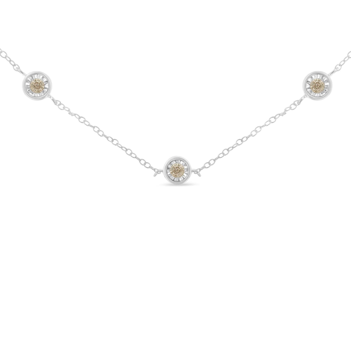 Sterling Silver Diamond Station Necklace (1/2 cttw, I-J Color, I1-I2 Clarity)