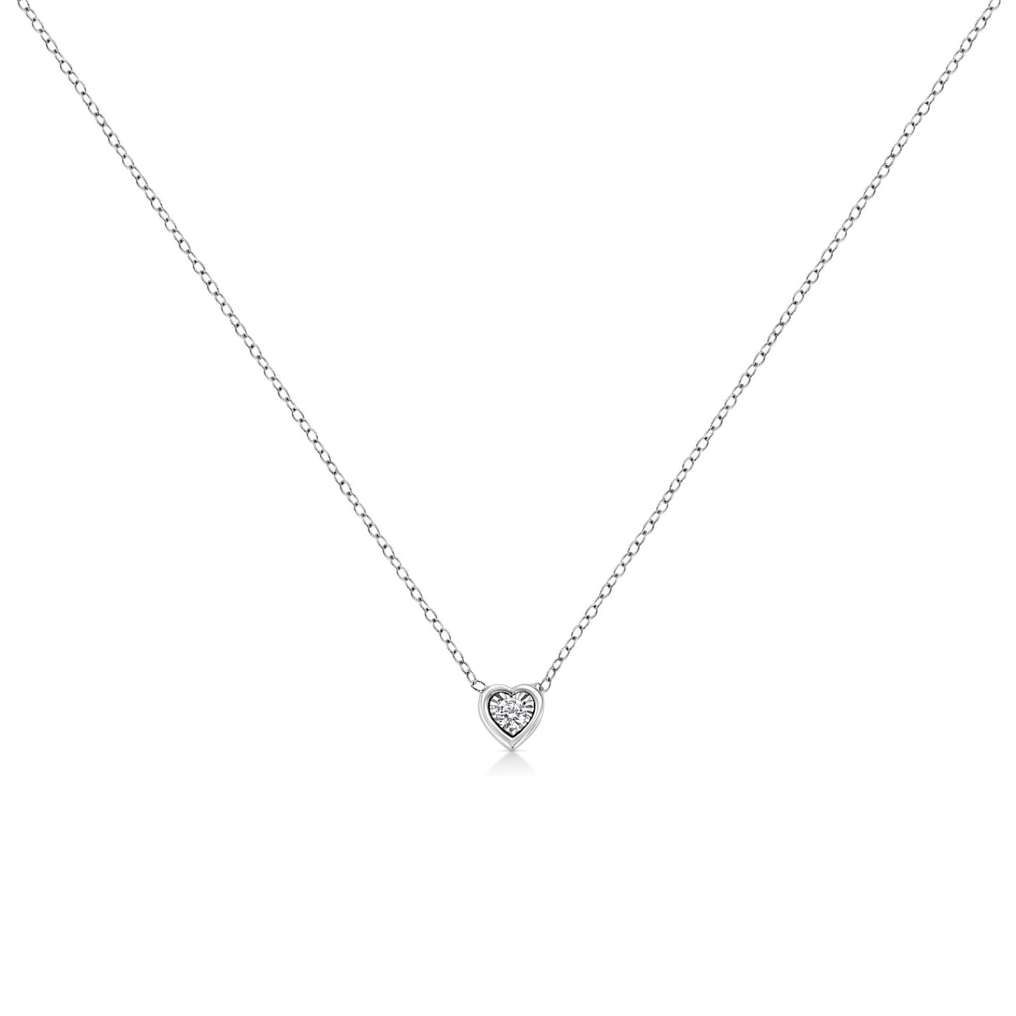 10K White Gold 1/10 Cttw Miracle Set Round-Cut Diamond 18" Pendant Necklace - Choice of Shape