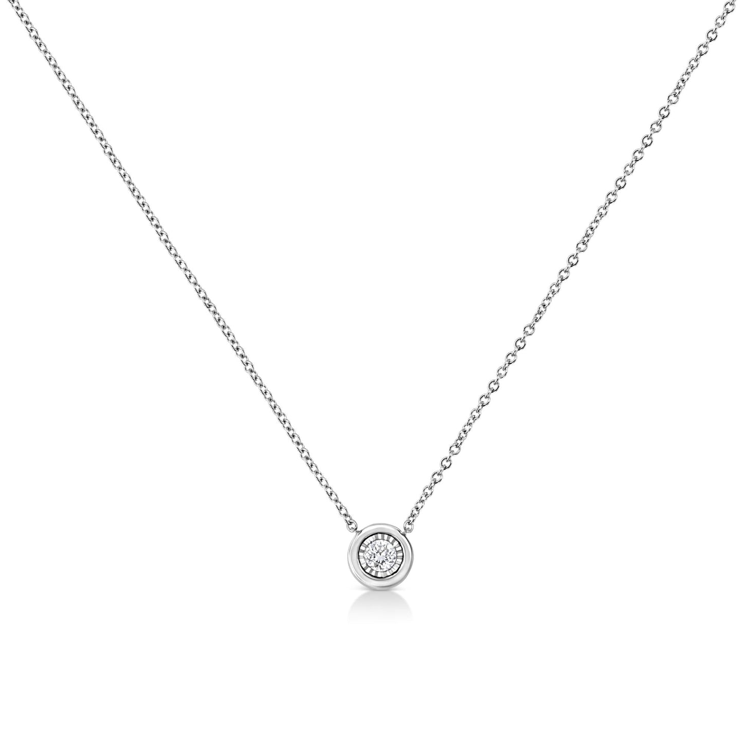 10K White Gold 1/10 Cttw Miracle Set Round-Cut Diamond 18" Pendant Necklace - Choice of Shape