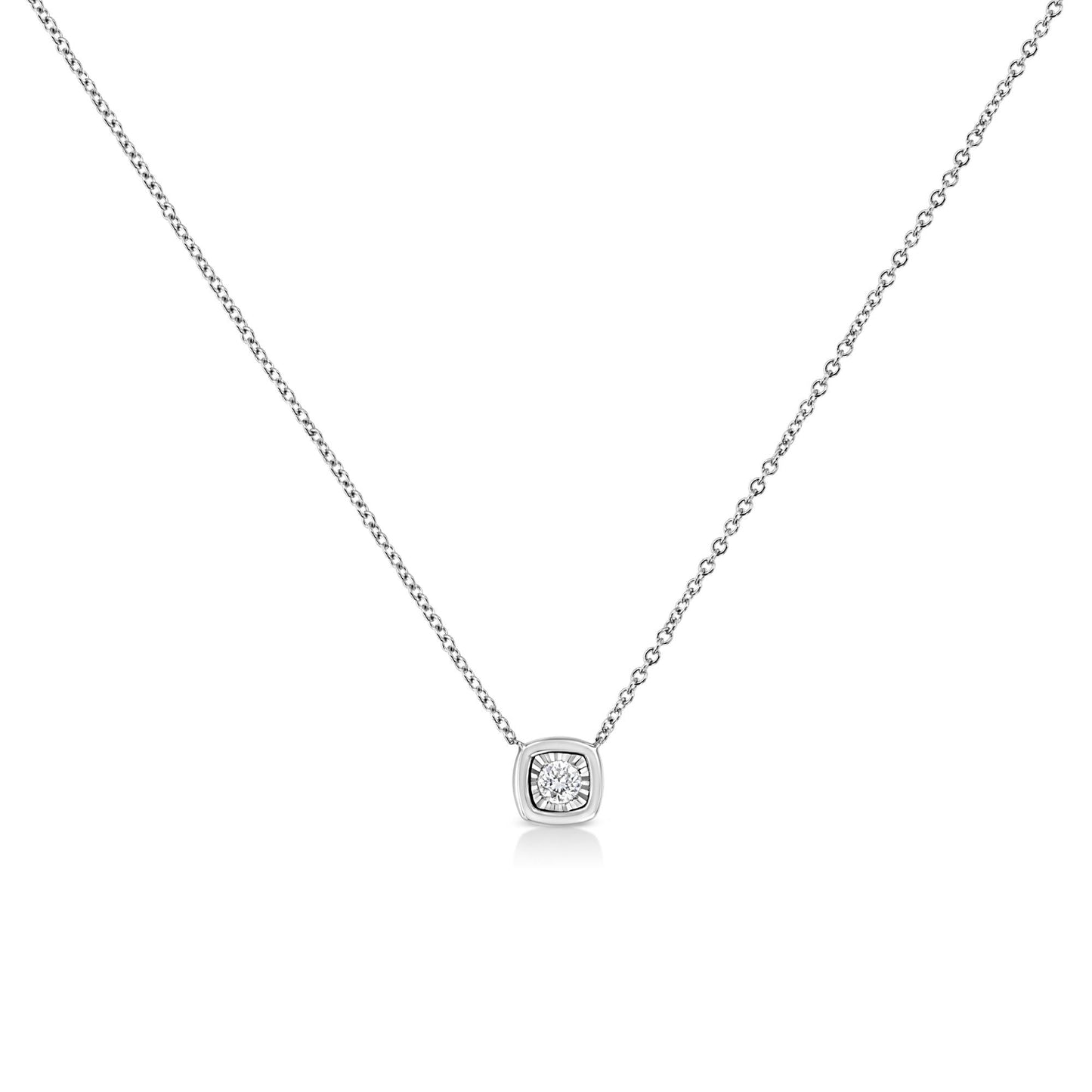 10K White Gold 1/10 Cttw Miracle Set Round-Cut Diamond 18" Pendant Necklace - Choice of Shape