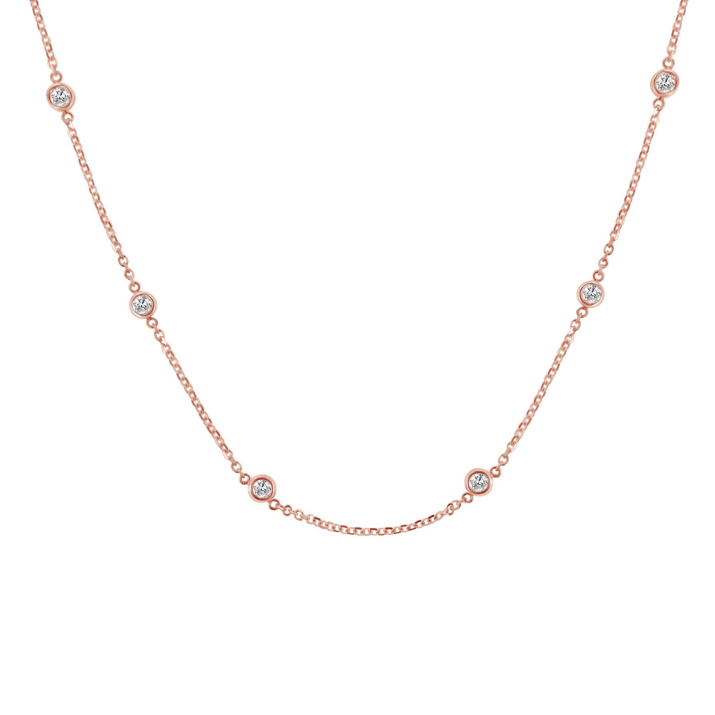 10K Gold Diamond Station Necklace (1 cttw, J-K Color, I1-I2 Clarity)