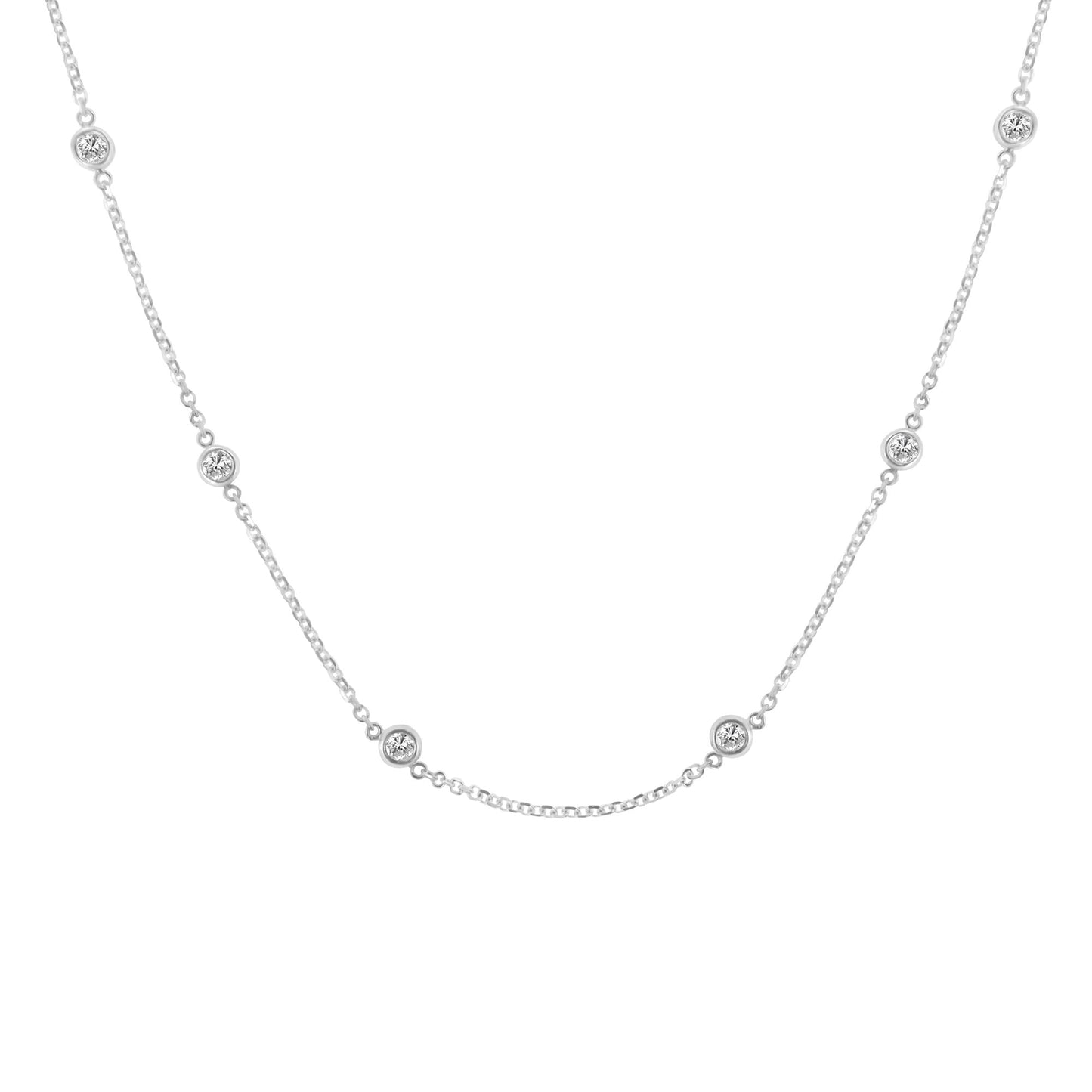 14K Gold 1ct TDW Diamond Station Necklace (H-I, SI2-I1)