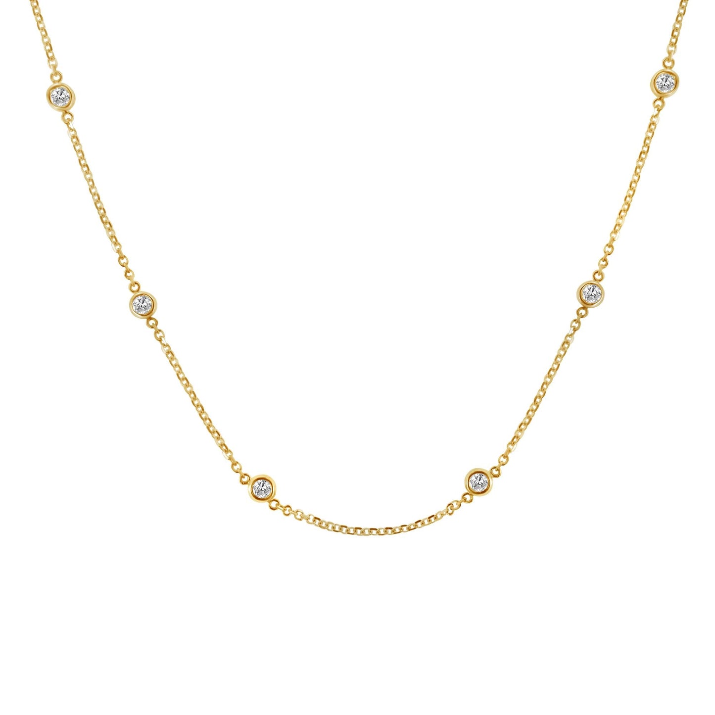 14K Gold 1ct TDW Diamond Station Necklace (H-I, SI2-I1)