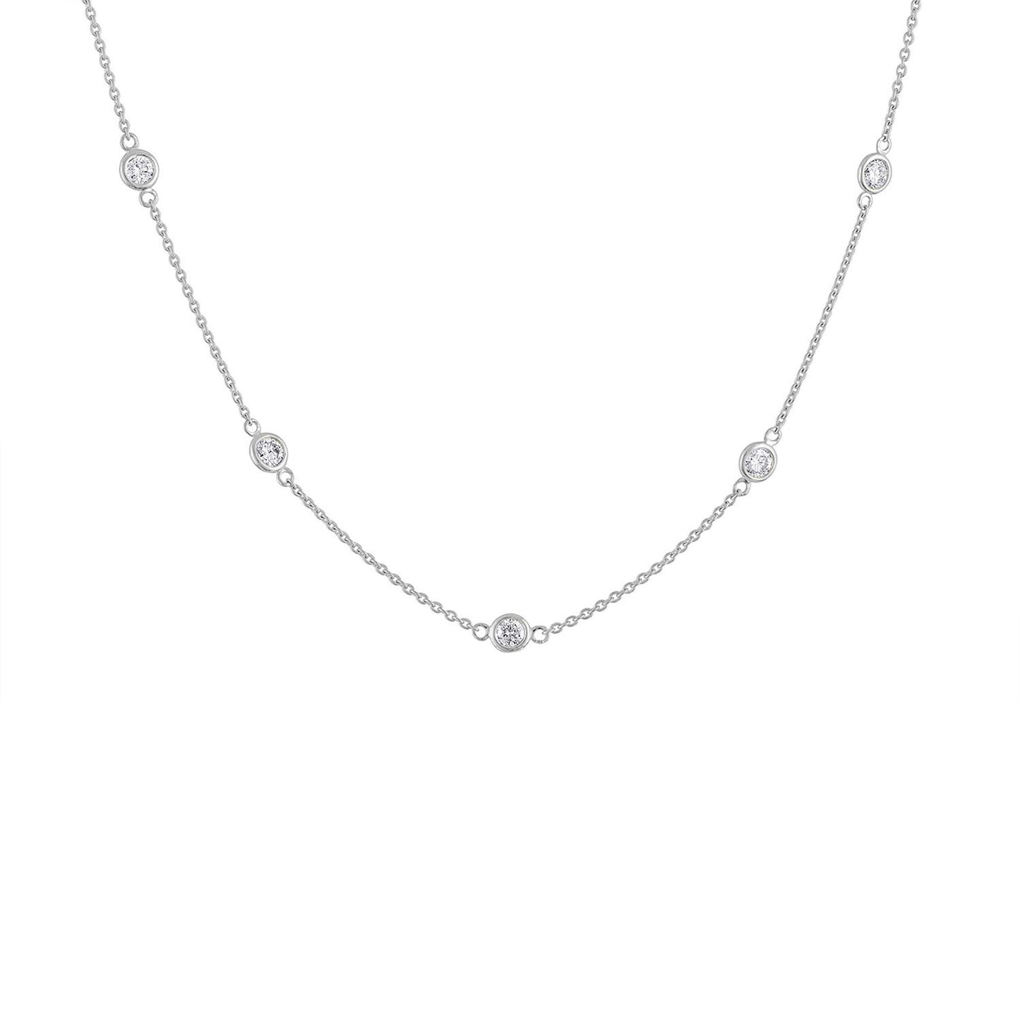 14K Gold Diamond Station Necklace (1 1/10 cttw, H-I Color, VS2-SI1 Clarity)