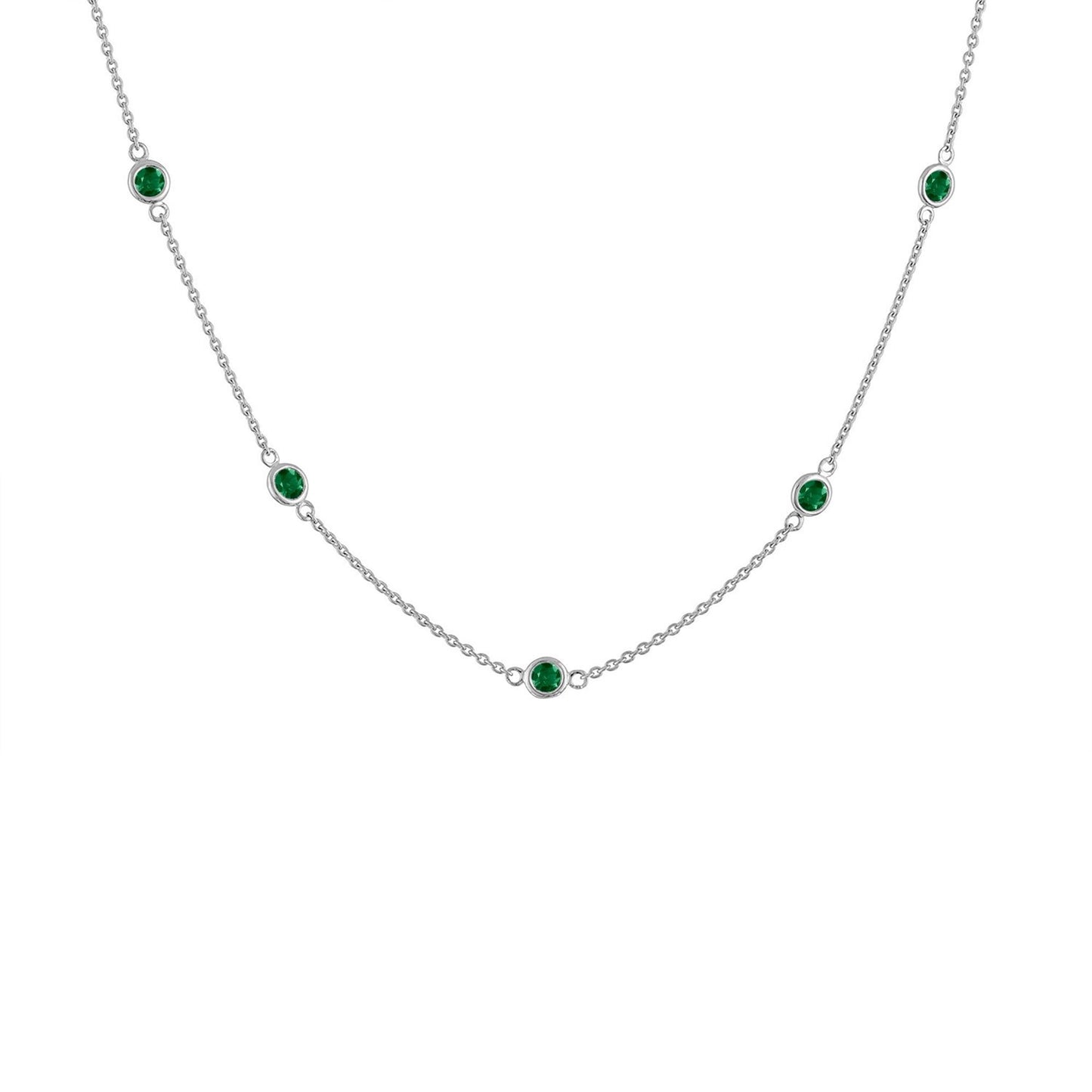 Sterling Silver Green Treated Diamond Station Necklace (1 cttw, Green Color, I1-I2 Clarity)