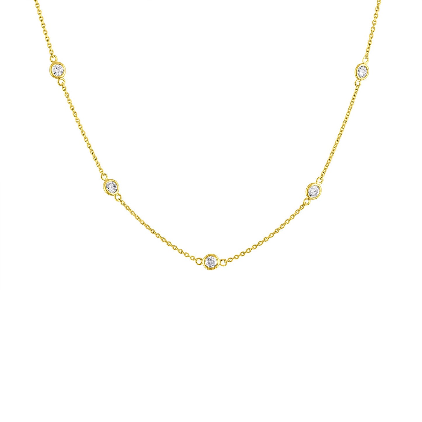 14K Gold Diamond Station Necklace (1 1/10 cttw, H-I Color, VS2-SI1 Clarity)