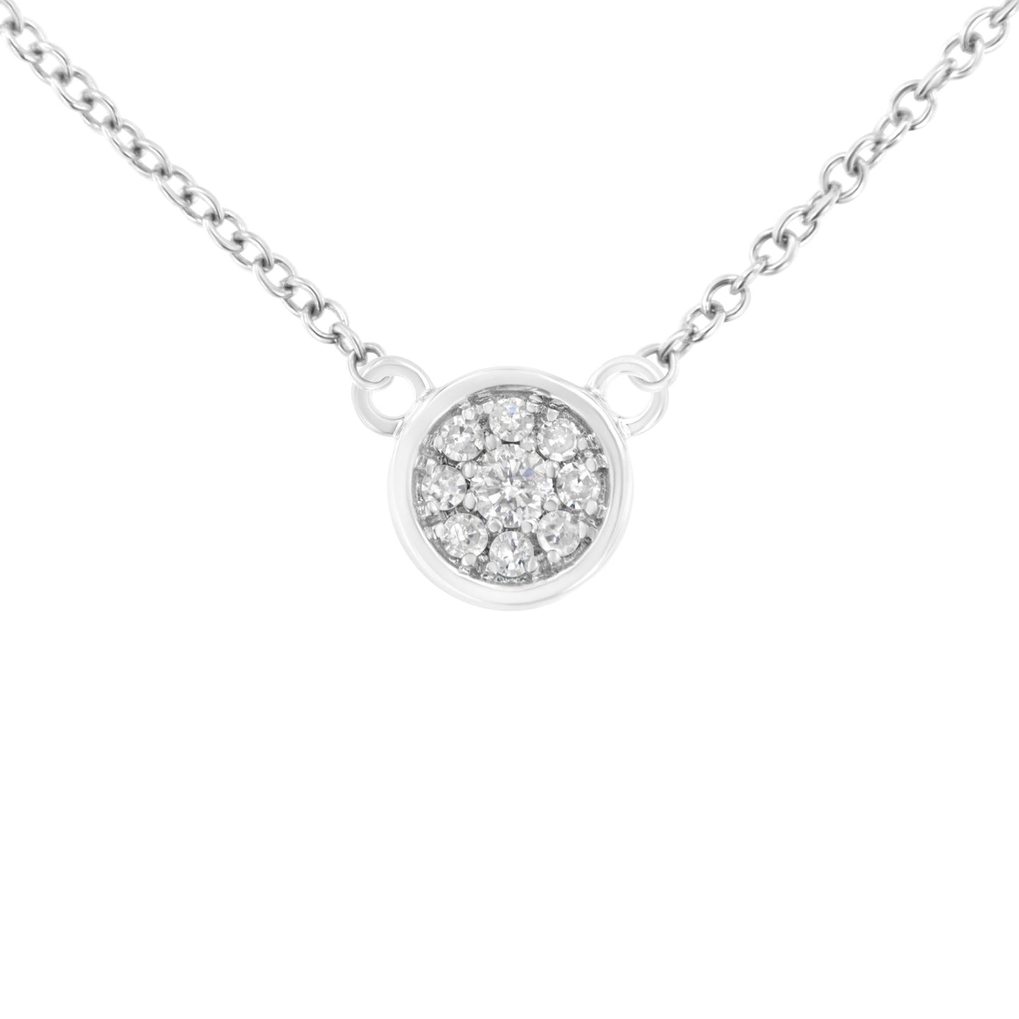 10K White Gold 1/4 Cttw Diamond Flower Pendant Necklace (I-J Color, I2-I3 Clarity) - Adjustable 16-18" chain