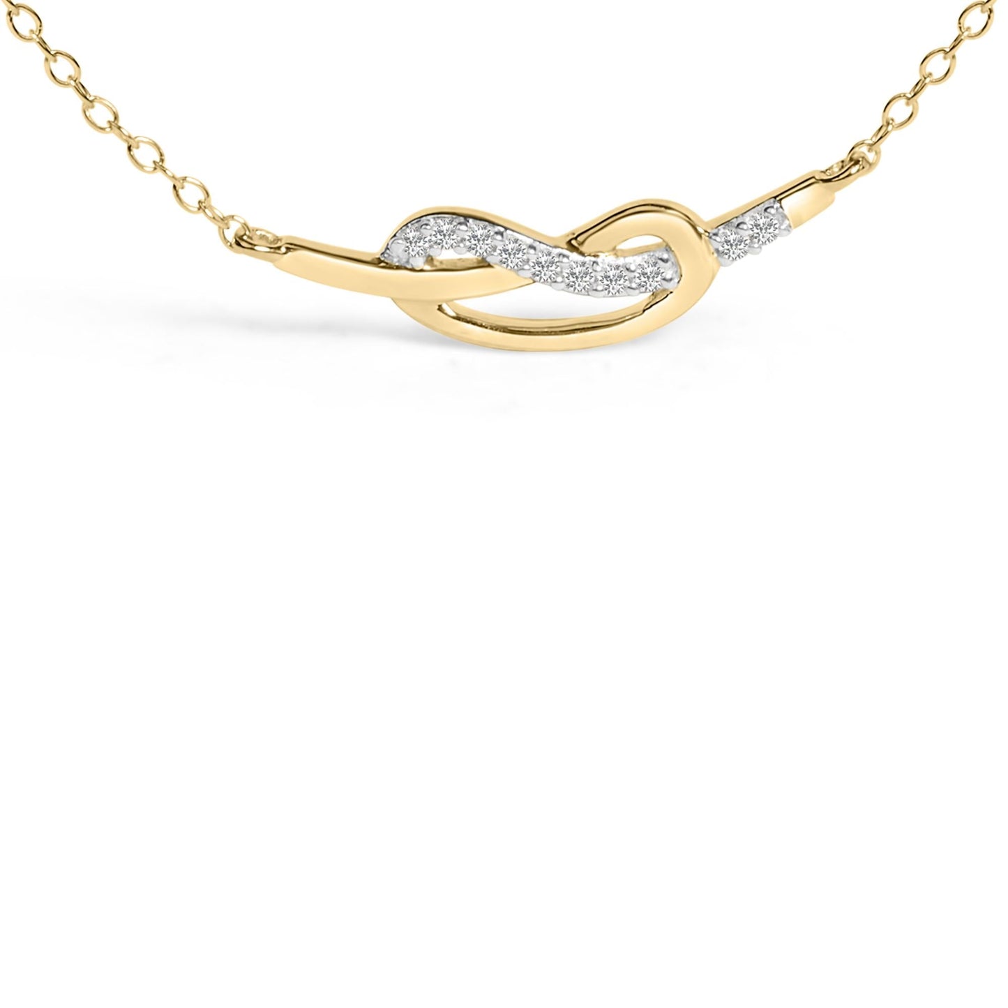 14K Yellow Gold Plated .925 Sterling Silver Diamond Accent Infinity Ribbon Pendant Necklace (I-J Color, I1-I2 Clarity) - "18 Inch