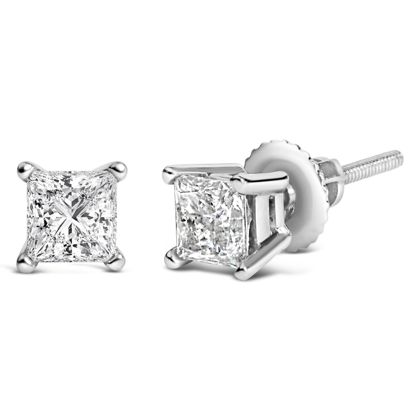 Platinum 1.00 Cttw Princess-cut Diamond Solitaire Stud Earrings (H-I Color, VS2-SI1 Clarity)