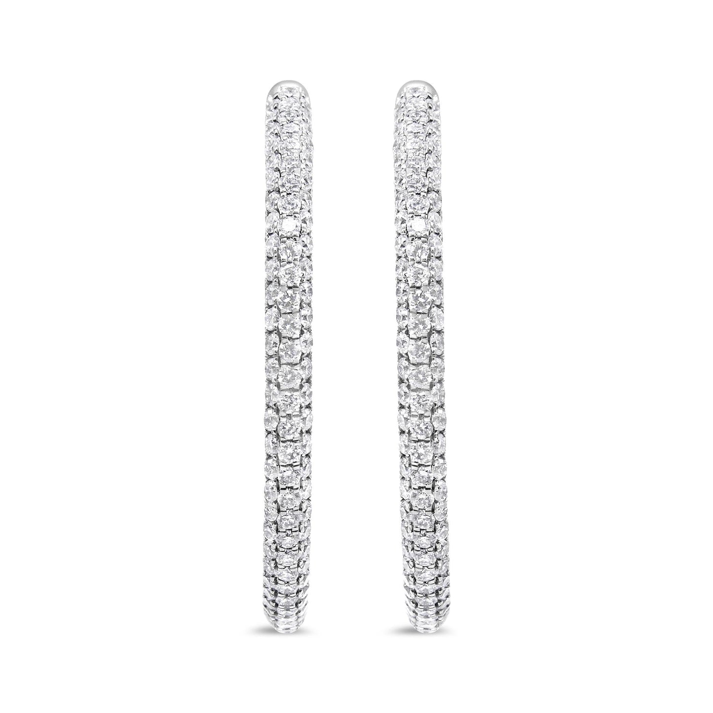 14K White Gold 3 1/2 Cttw Lab Grown Pave Set Diamond Eternity Inside Out Hoop Earrings  (G-H Color, SI1-SI2 Clarity)