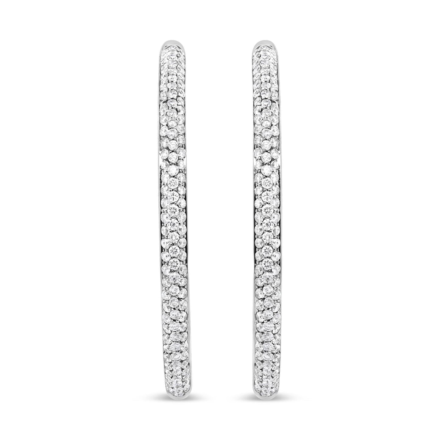 18K White Gold 2.00 Cttw Round-Cut Diamond Inner-Outer Hoop Earrings (F-G Color, VS1-VS2 Clarity)