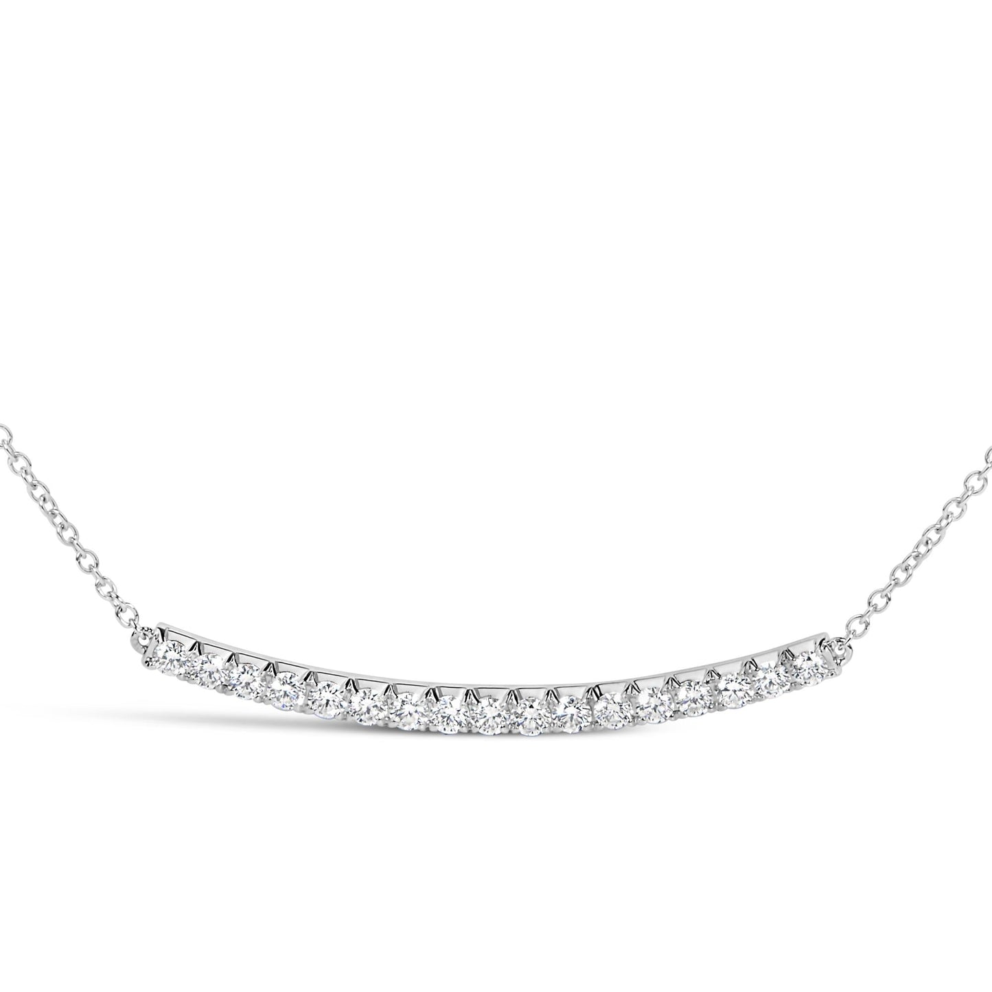 14K Gold 1.00 Cttw Diamond Curved Bar Pendant Necklace (H-I Color, VS2-SI1 Clarity) - 18 Inches