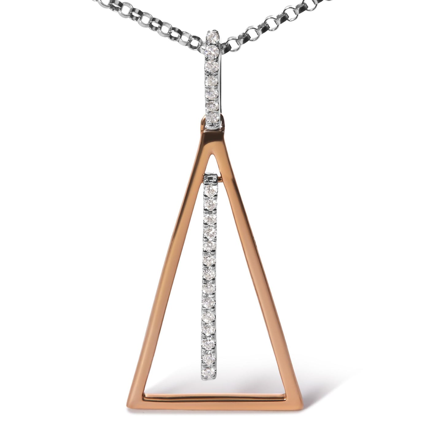 14K Rose and White Gold 1/8 Cttw Diamond Windchime 18" Pendant Necklace (G-H Color, SI1-SI2 Clarity)