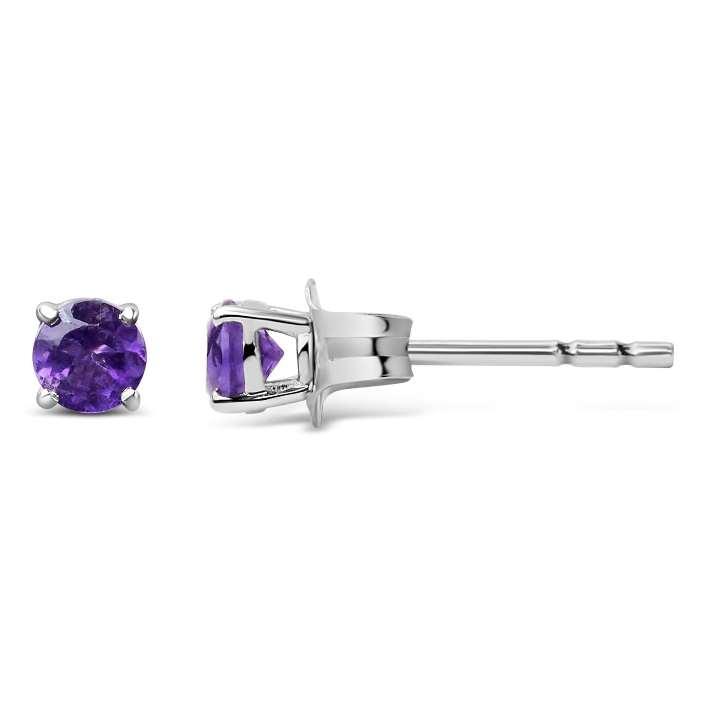 .925 Sterling Silver 3.5 MM Created Birthstone Solitaire Stud Earrings - Choice of Gemstone