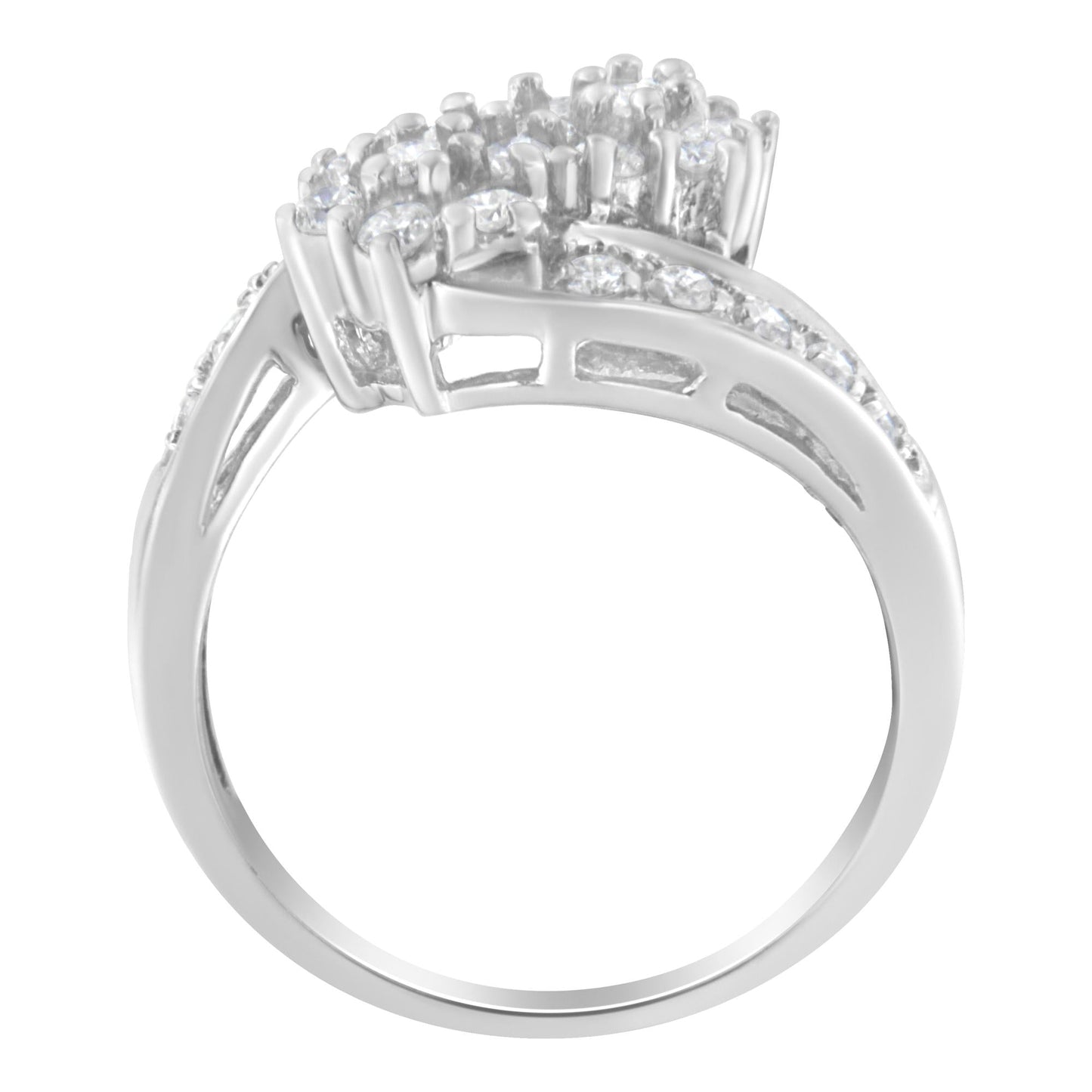 14KT White Gold Diamond Cluster Ring Band (7/8 cttw, H-I Color, I1-I2 Clarity)