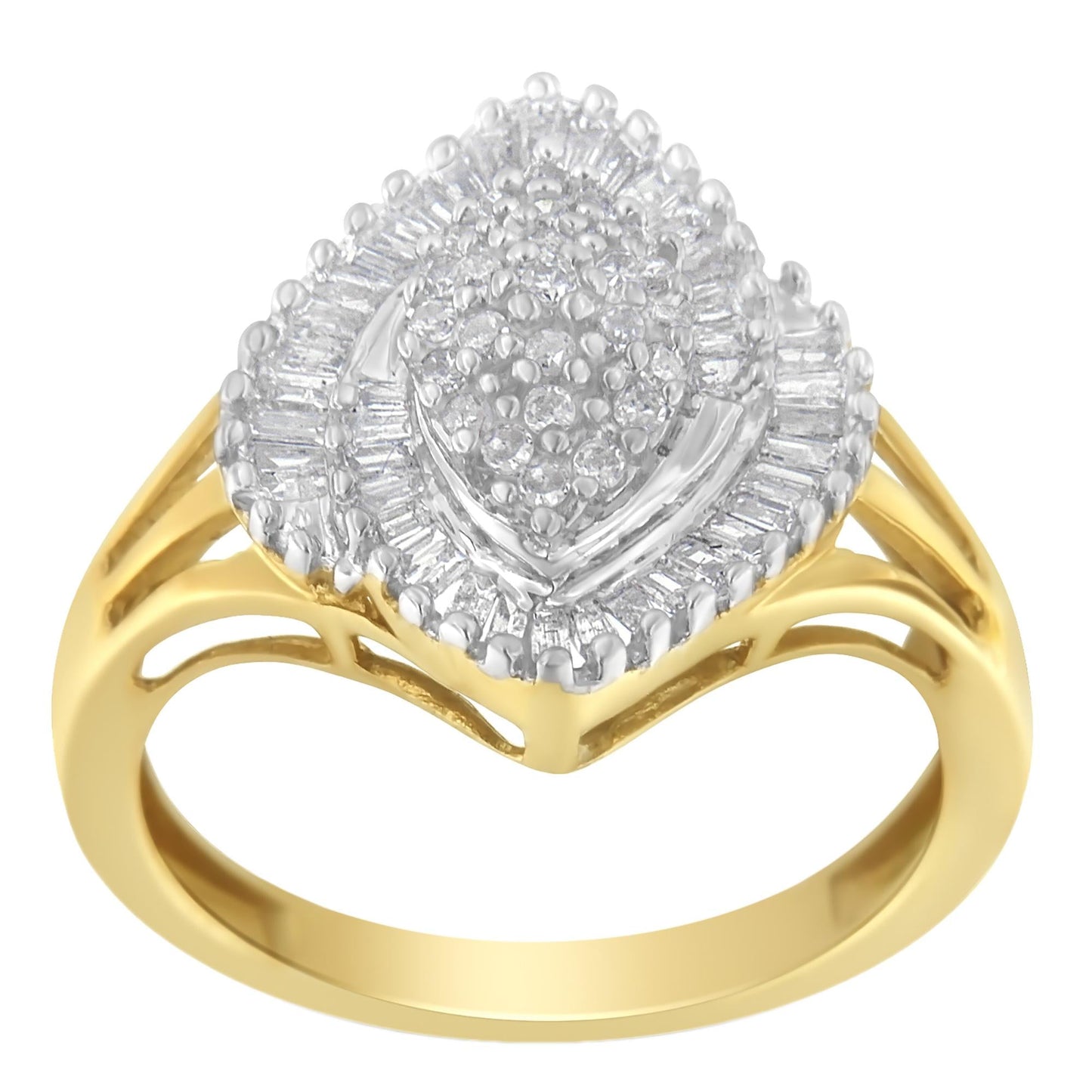 10K Yellow Gold Diamond Cocktail Ring (1/2 Cttw, J-K Color, I2-I3 Clarity)