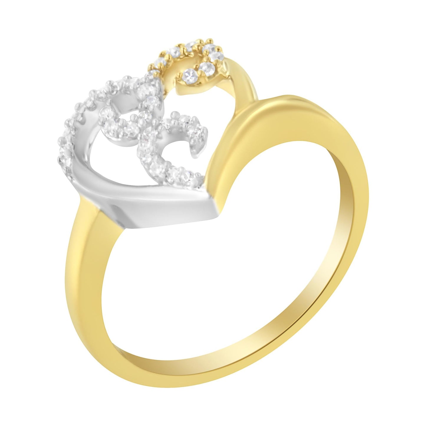 10K Two-Toned Gold Diamond Heart Shape Cluster Ring (1/6 Cttw, H-I Color, I1-I2 Clarity)