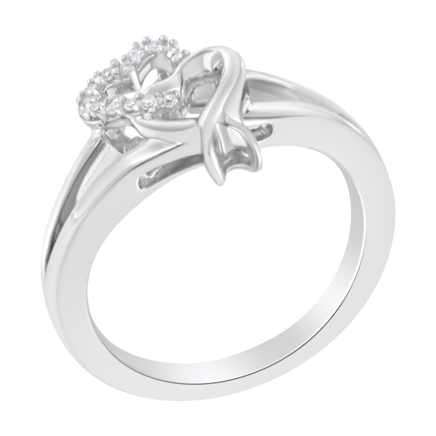 .925 Sterling Silver Diamond Heart Accent Ring (1/20 Cttw, H-I Color, I1-I2 Clarity).50