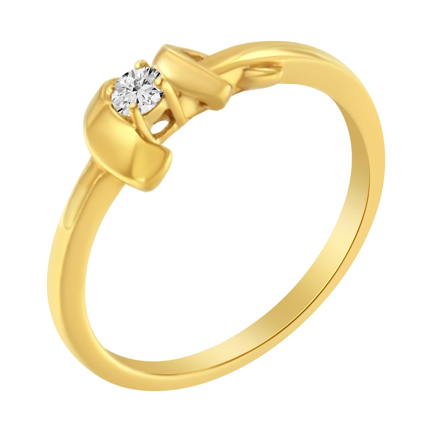 10kt Yellow Gold 1/10 Cttw Brilliant Round-cut Diamond Swirling Solitaire Promise Ring (H-I Color, SI2-I1 Clarity)