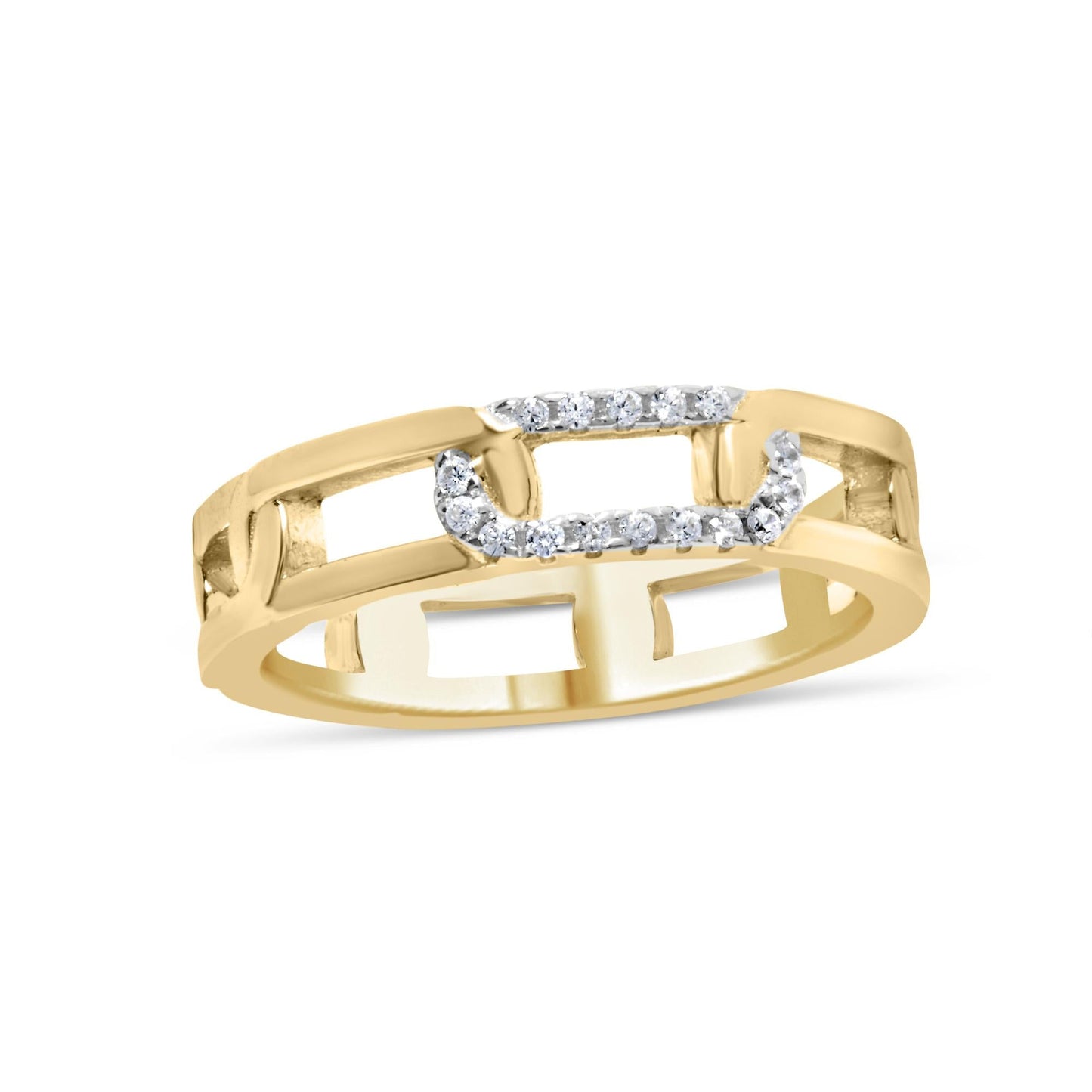 10K Yellow Gold Diamond Accent Paperclip Band Ring (I-J Color, I2-I3 Clarity)