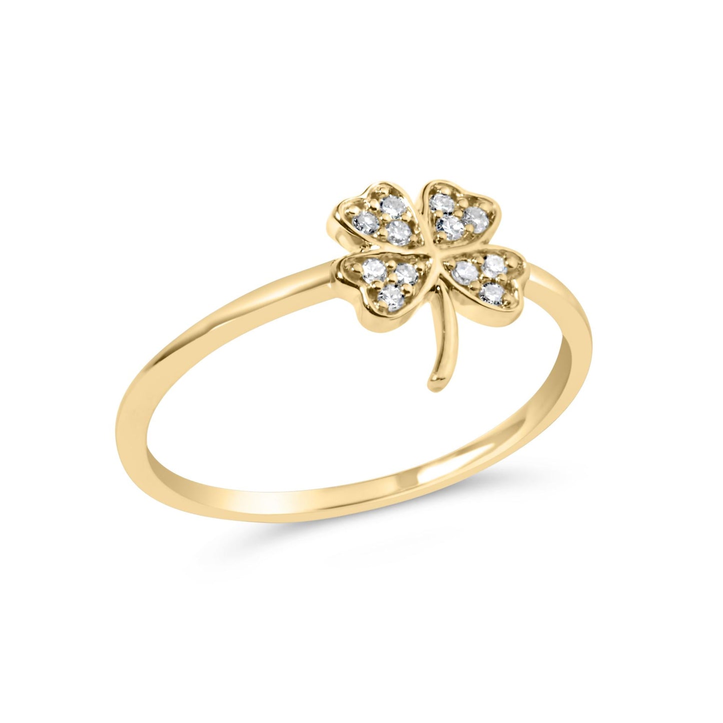 10K Yellow Gold Diamond Accent 4 Leaf Clover Ring (H-I Color, I1-I2 Clarity)