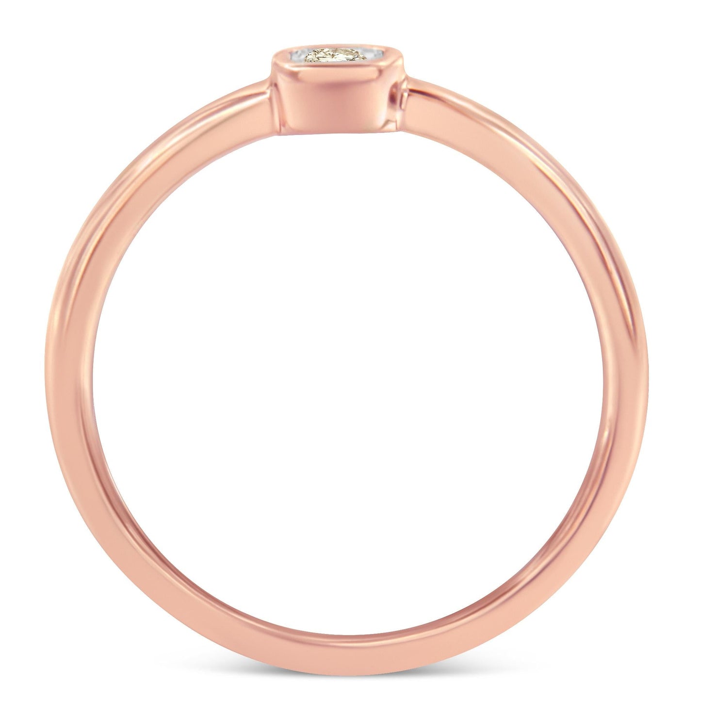 14K Rose Gold Plated .925 Sterling Silver 1/20 Carat Diamond Square Cushion-Shaped Miracle Set Petite Fashion Promise Ring (J-K Color, I1-I2 Clarity)