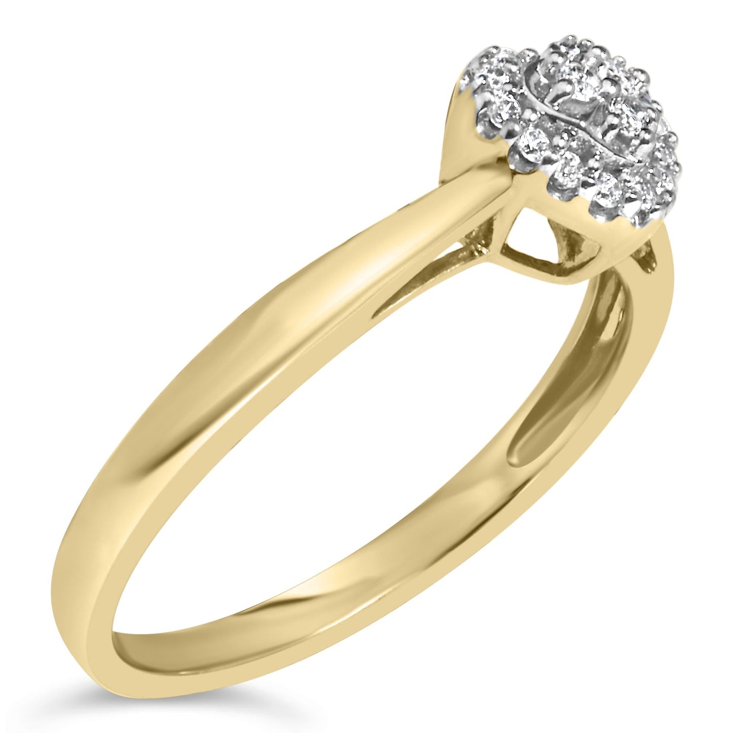 14K Yellow Gold Plated .925 Sterling Silver 1/10 Cttw Round-Cut Diamond Heart Engagement Ring (I-J Color, I3 Clarity)