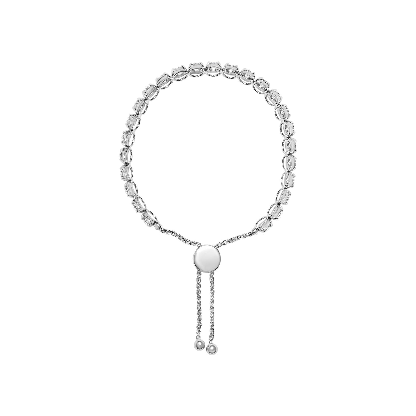 14K White Gold 6.00 Cttw Diamond 4”-10” Adjustable Bolo Tennis Bracelet (I-J Color, I1-I2 Clarity)