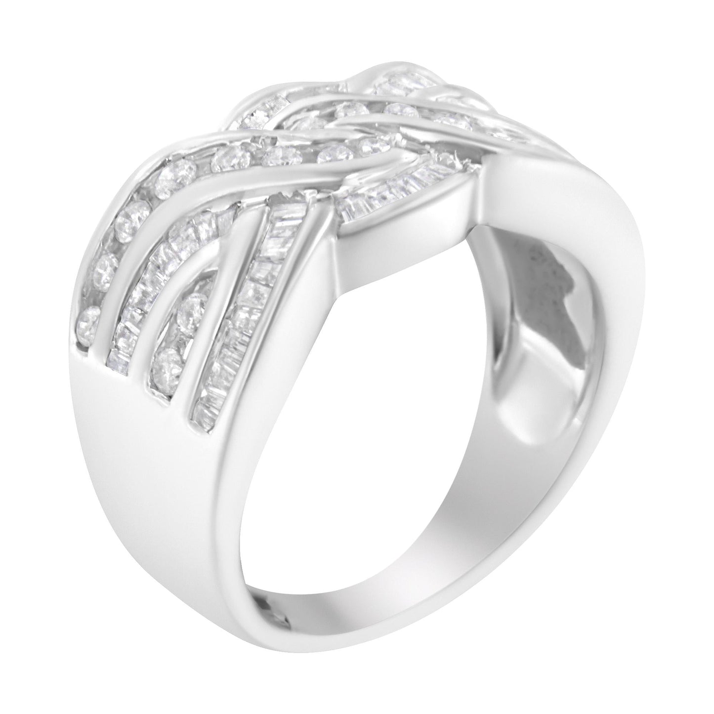 10K White Gold Diamond Bypass Ring (1 Cttw, H-I Color, I1-I2 Clarity)